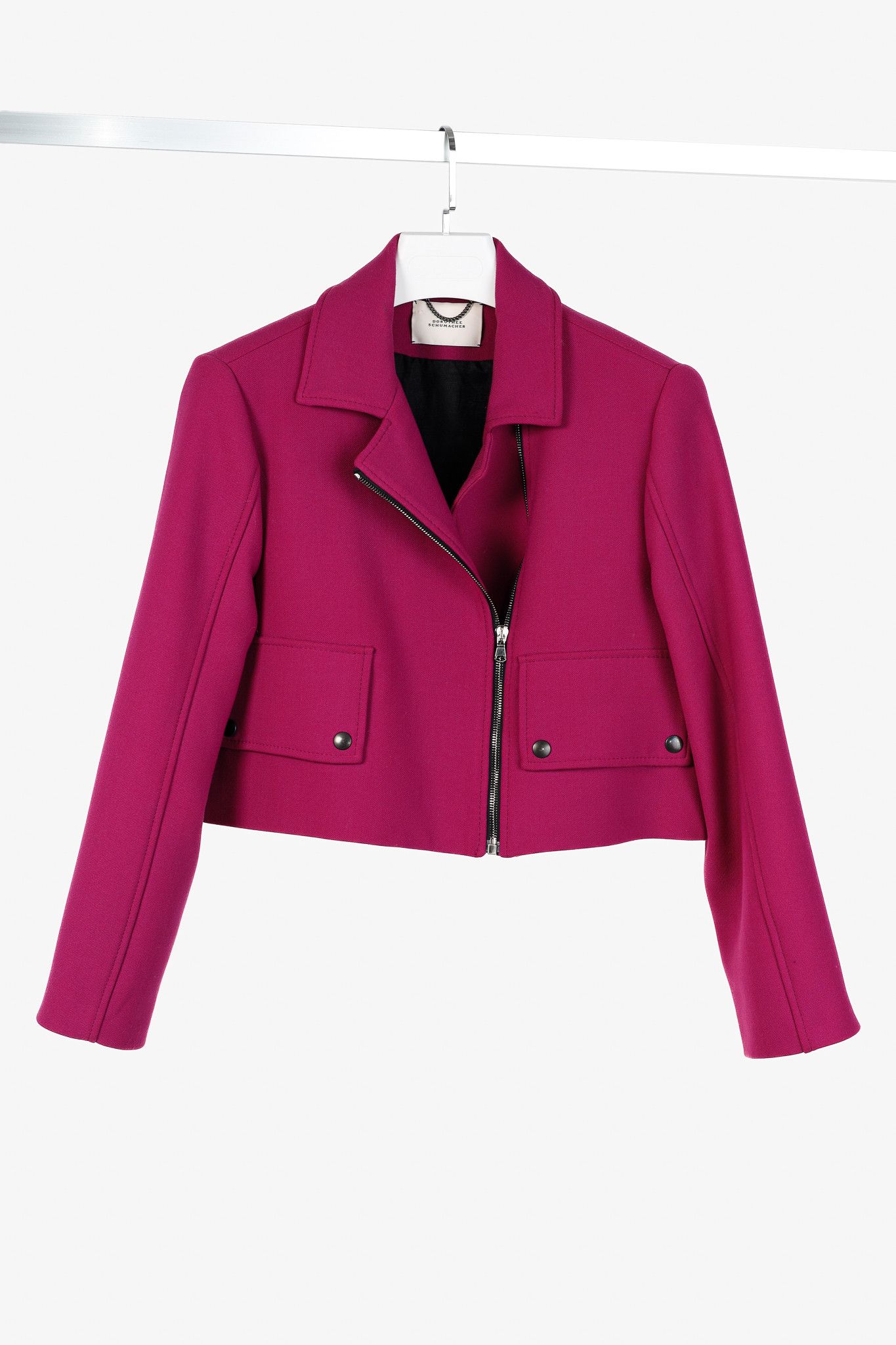 DOROTHEE SCHUMACHER Dorothee Schumacher Business Perfection Cropped Moto Jacket Size XS / US 0-2 / IT 36-38 - 1 Thumbnail