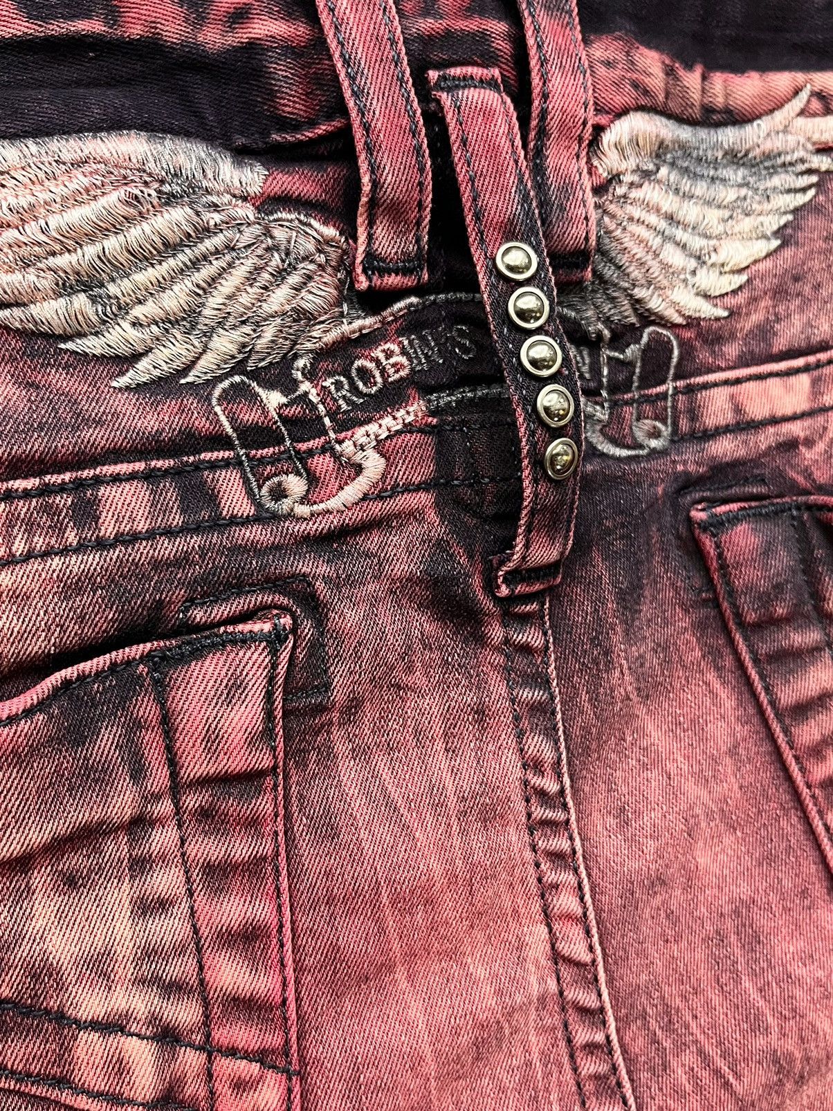Robins Jeans 42” ROBINS JEANS Red Blood Acid Wash Ripped Stretchy Denim🔥 Size US 42 / EU 58 - 18 Thumbnail