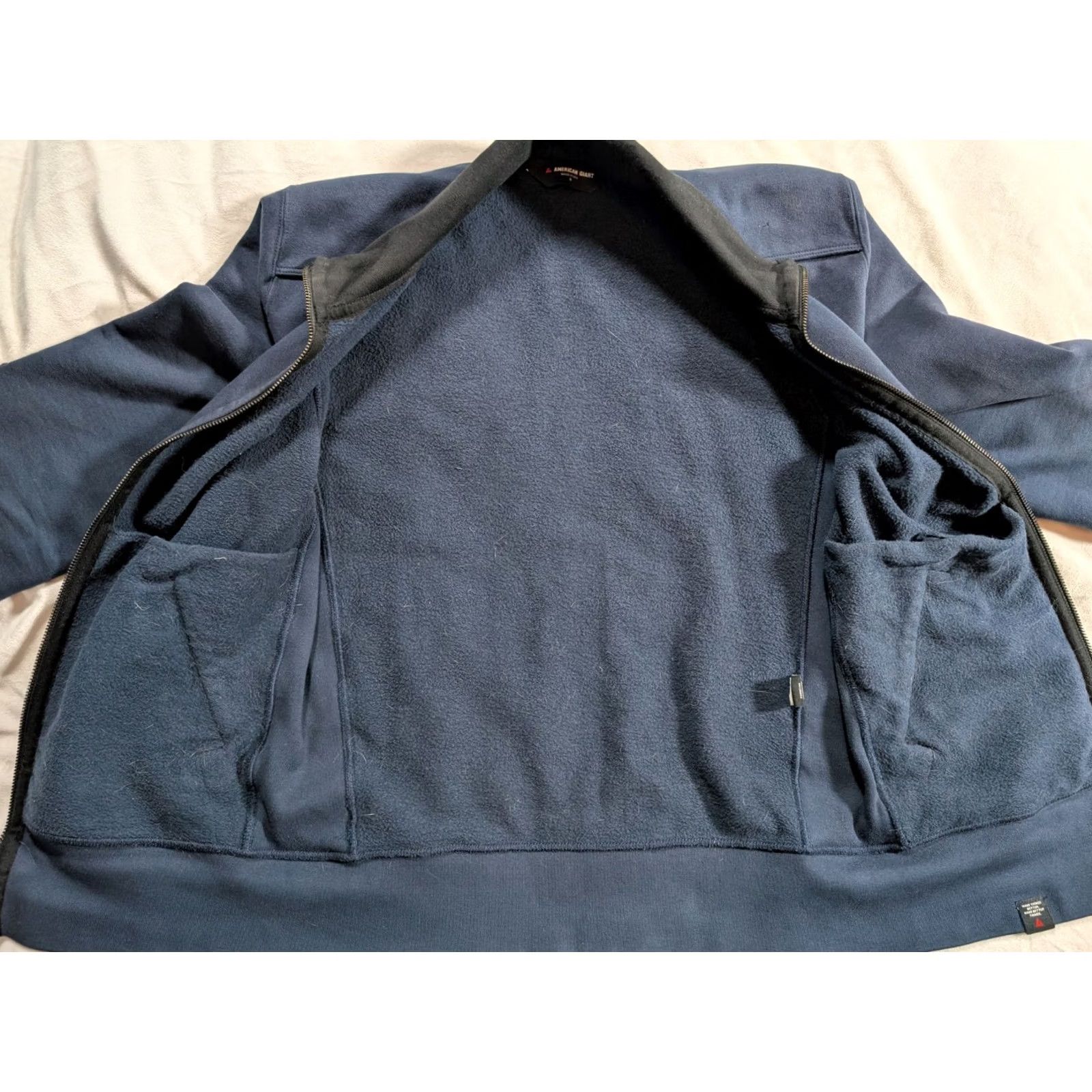 Vintage American Giant Sweatshirt Mens Small Heavy Full Zip USA Made Cotton Blue Embroidered Logo Zipper Full Zip Pockets USA Theme 90s? Size US S / EU 44-46 / 1 - 7 Thumbnail