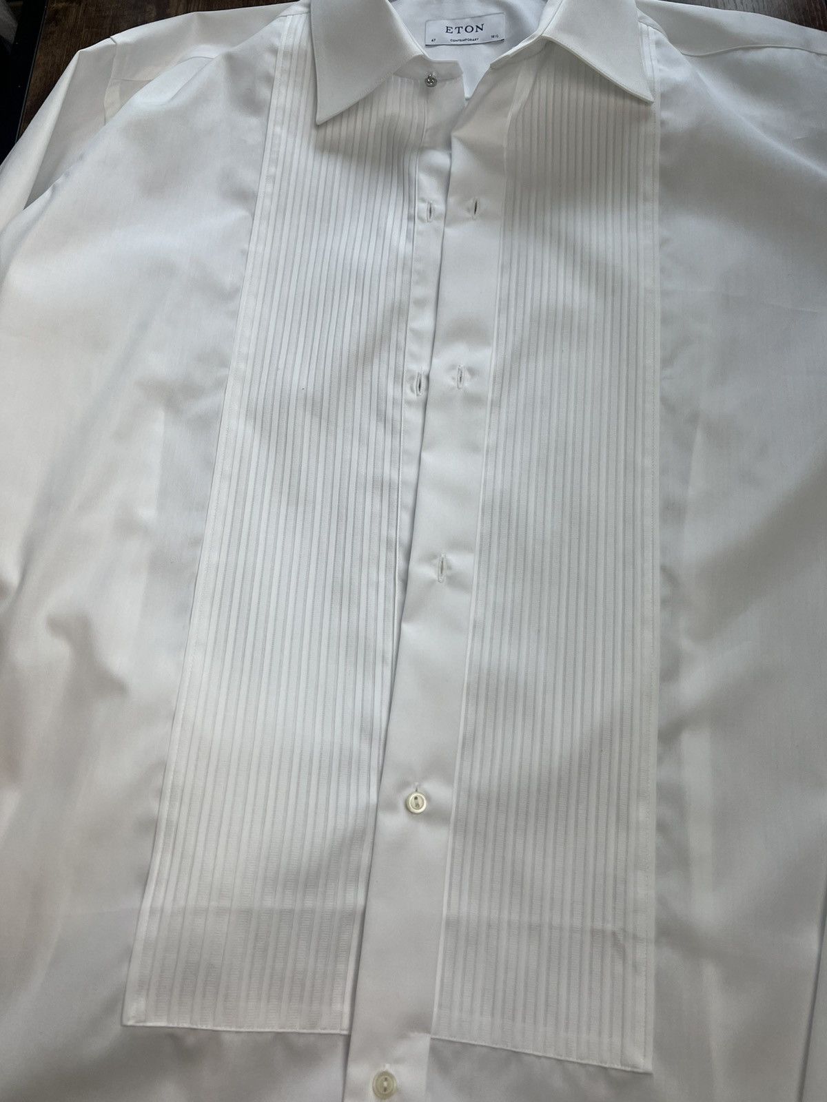 Eton Eton White Plissé Tuxedo Shirt-Size 47 / 18.5-French Cuff Size US XL / EU 56 / 4 - 7 Thumbnail