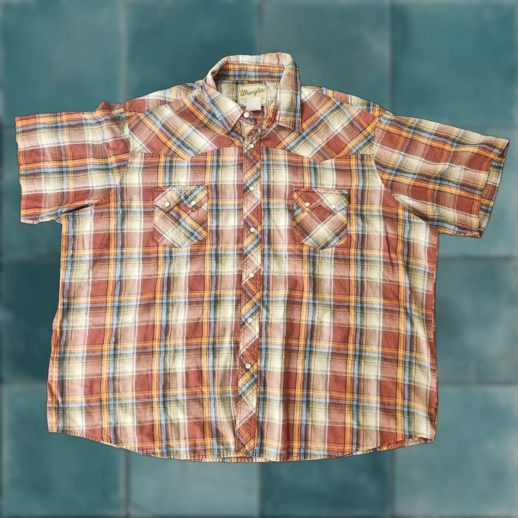Wrangler Wrangler Western Plaid Snap Shirt Mens XL Short Sleeve Multicolor Button-Up Casual Workwear Spring Fall Summer Mens XL Size US XL / EU 56 / 4 - 1 Thumbnail