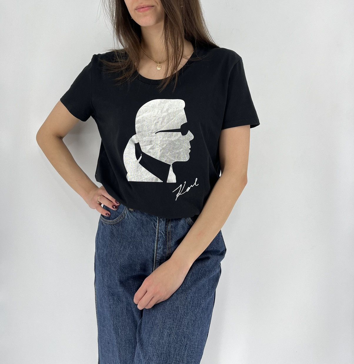 Karl Lagerfeld Karl Lagerfeld Paris Logo T Shirt Black Womens Size L Size L / US 10 / IT 46 - 1 Thumbnail