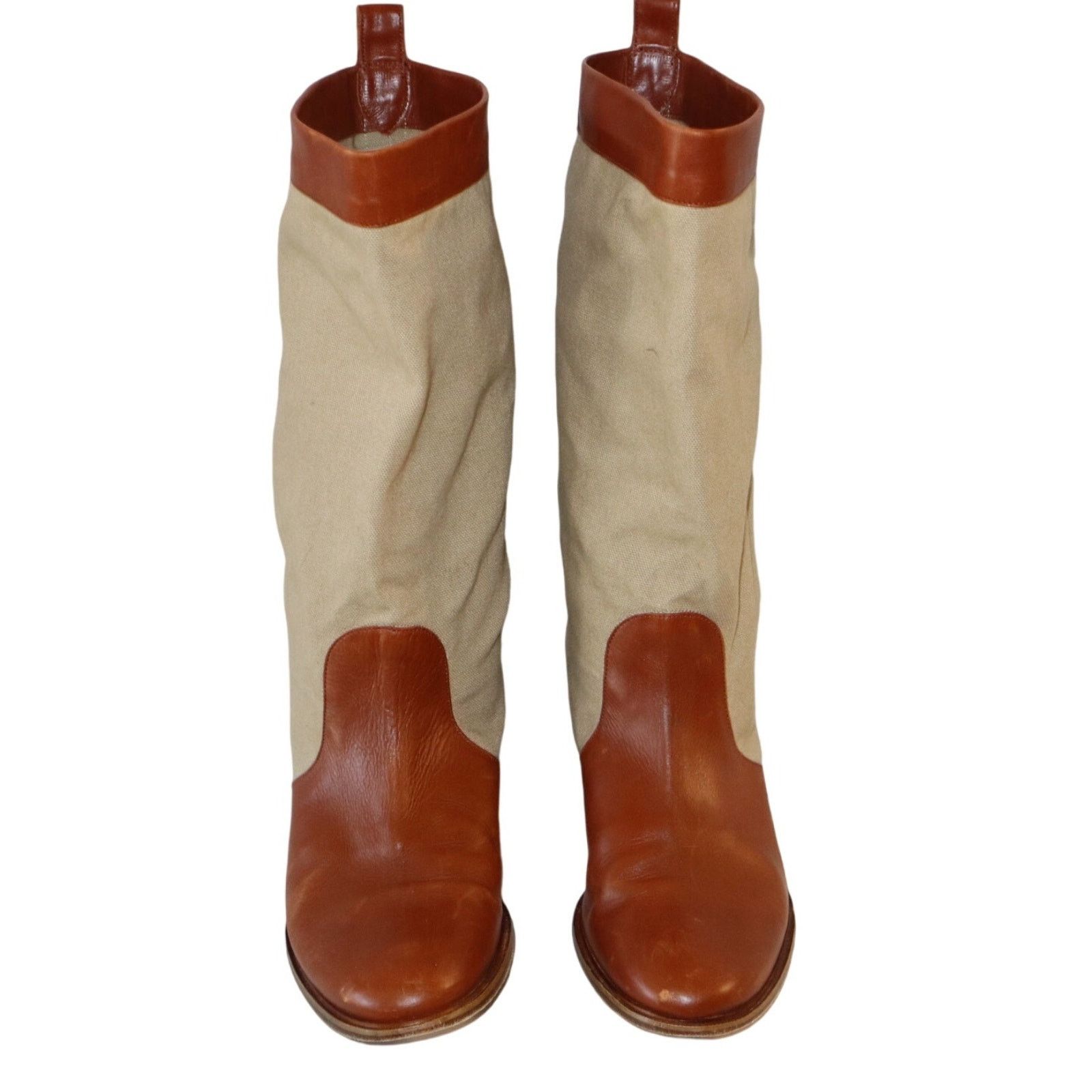 Robert Clergerie Vintage Women's Robert Clergerie Brown & Beige Riding Boots Size US 9 / IT 39 - 4 Thumbnail