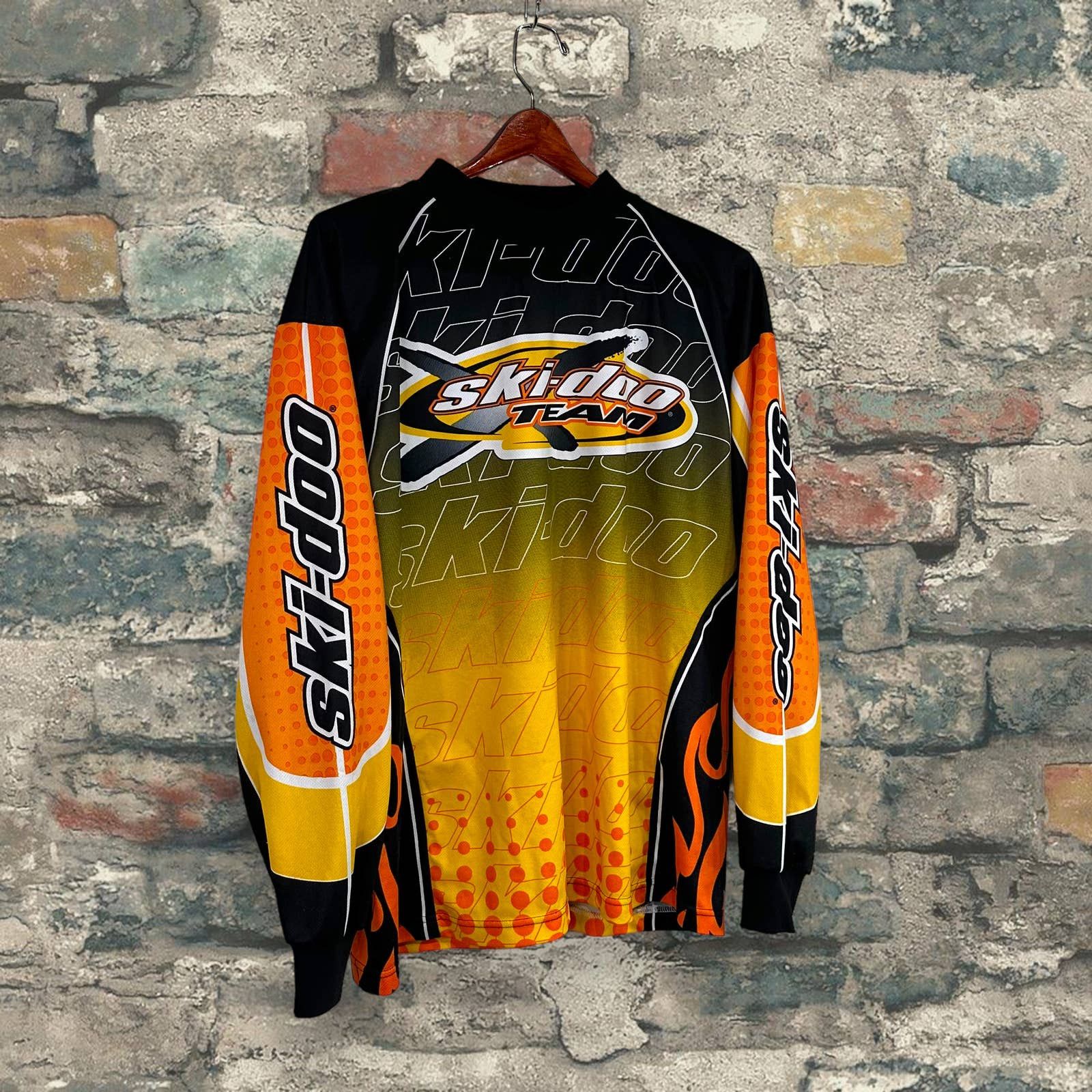 Japanese Brand Vintage Ski Doo Motocross Jersey Jet Black Orange Yellow 90s Size US L / EU 52-54 / 3 - 4 Thumbnail