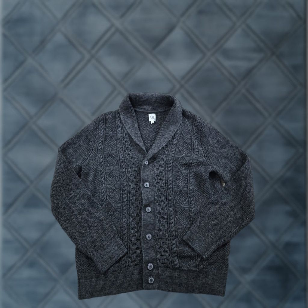 Gap Gap Cardigan Mens Large Gray Shawl Collar Fisherman Knit Button Front Size US L / EU 52-54 / 3 - 1 Thumbnail
