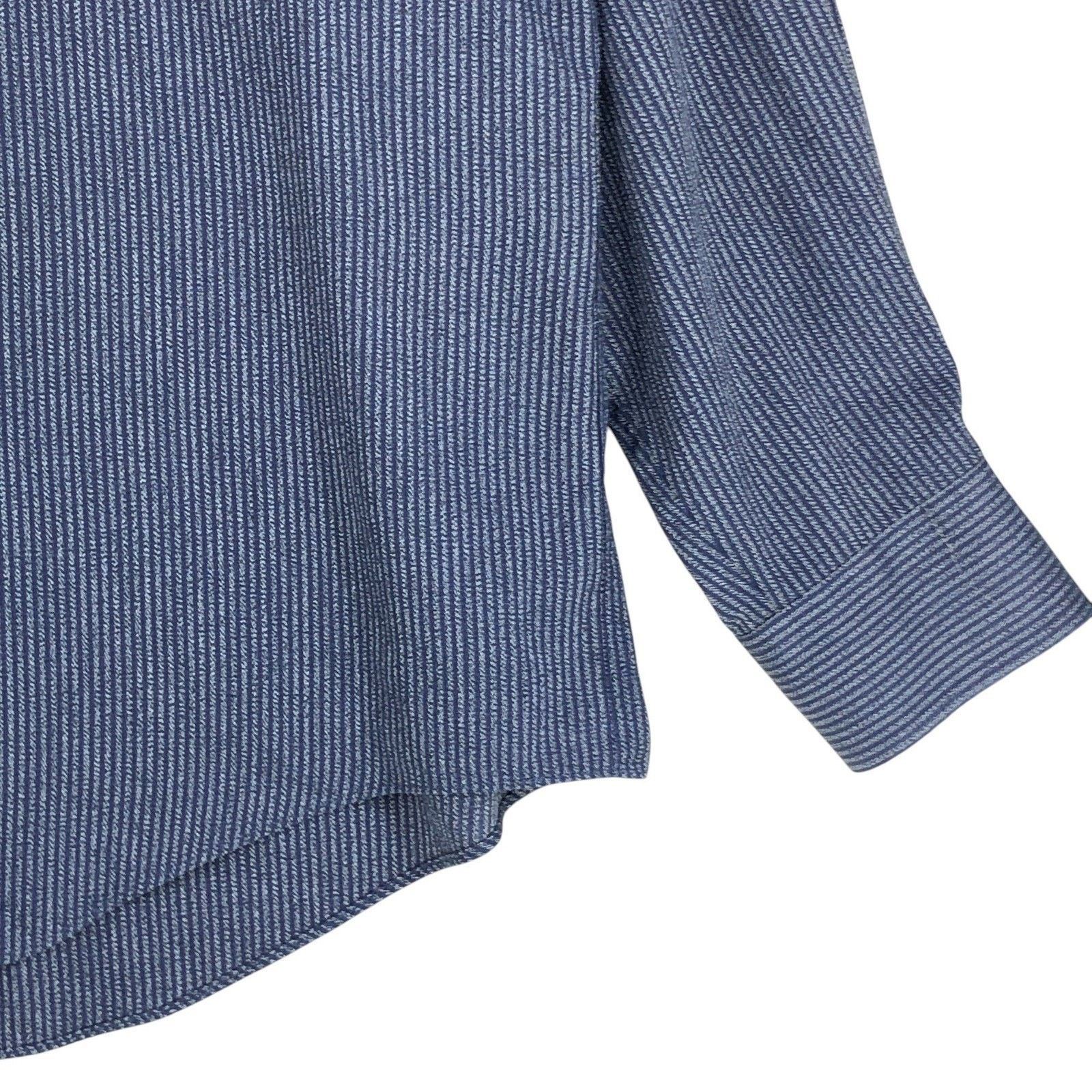Yves Saint Laurent Yves Saint Laurent Shirt XL 17 34-35 Navy Vertical Stripe Size US XL / EU 56 / 4 - 5 Thumbnail