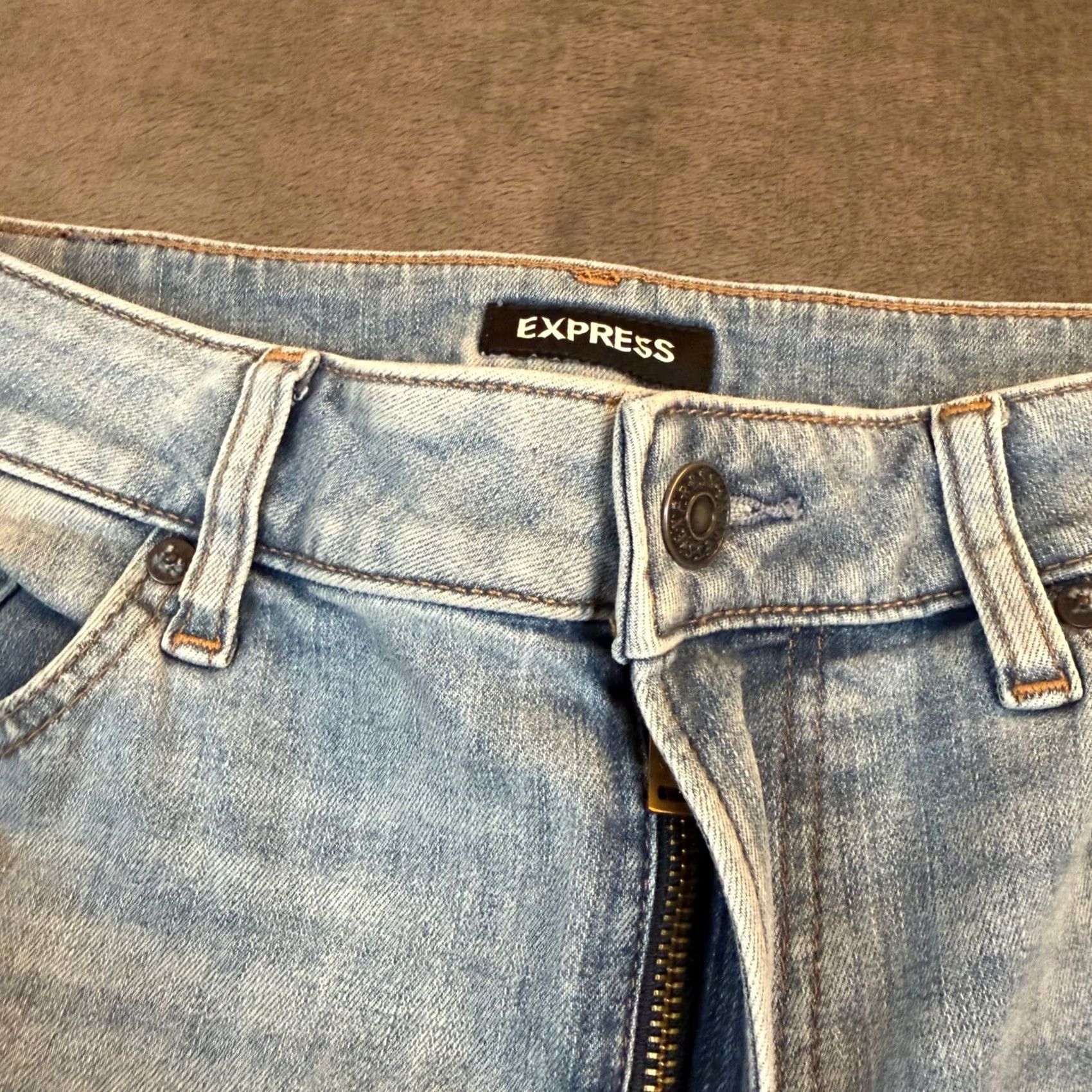 Express Express Athletic Slim Jeans Mens 31x32" Light Wash Denim Pants Blue Toya? Size US 31 - 6 Thumbnail