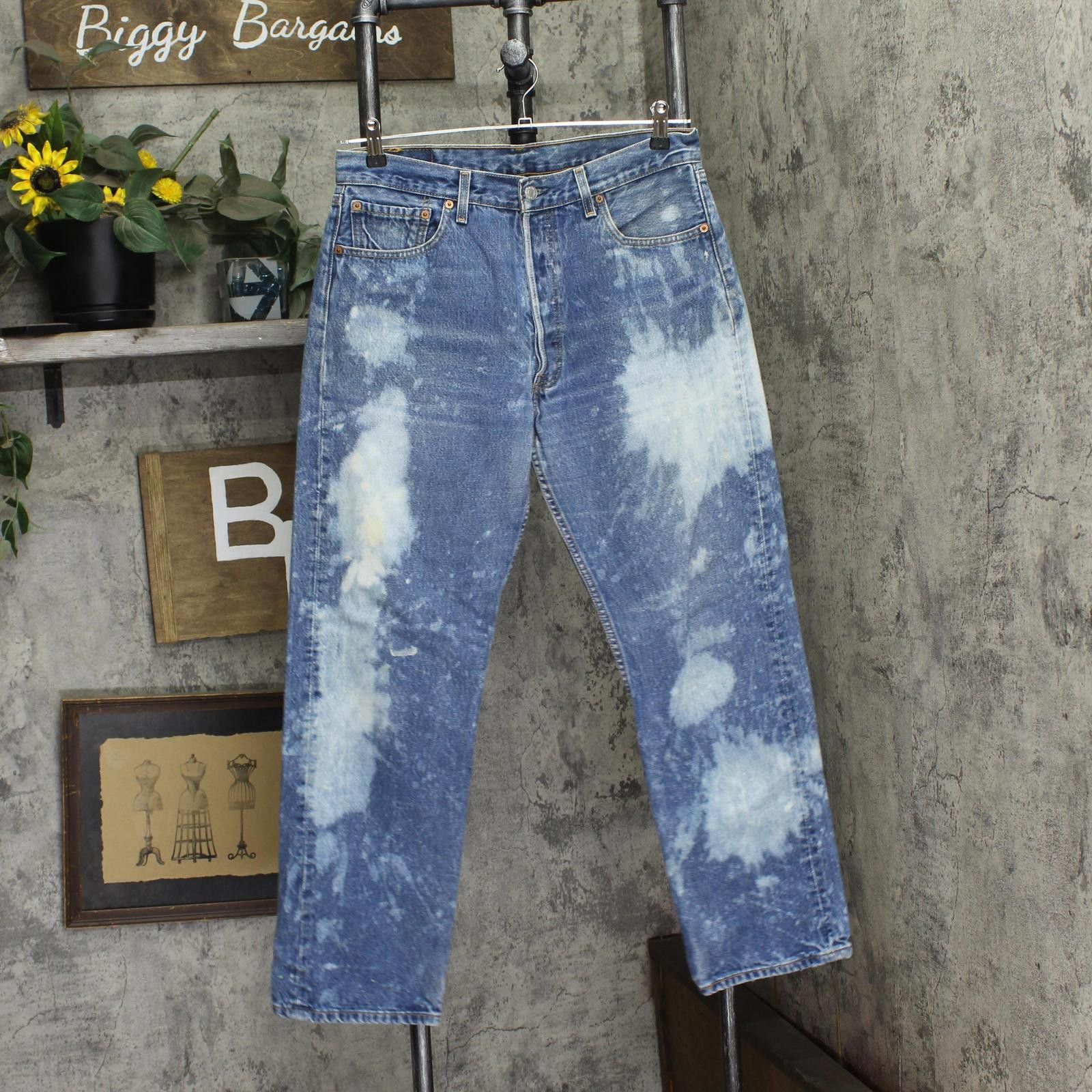 Kith × Levi's Kith x Levis salt bleached AOP 501 jeans | Grailed