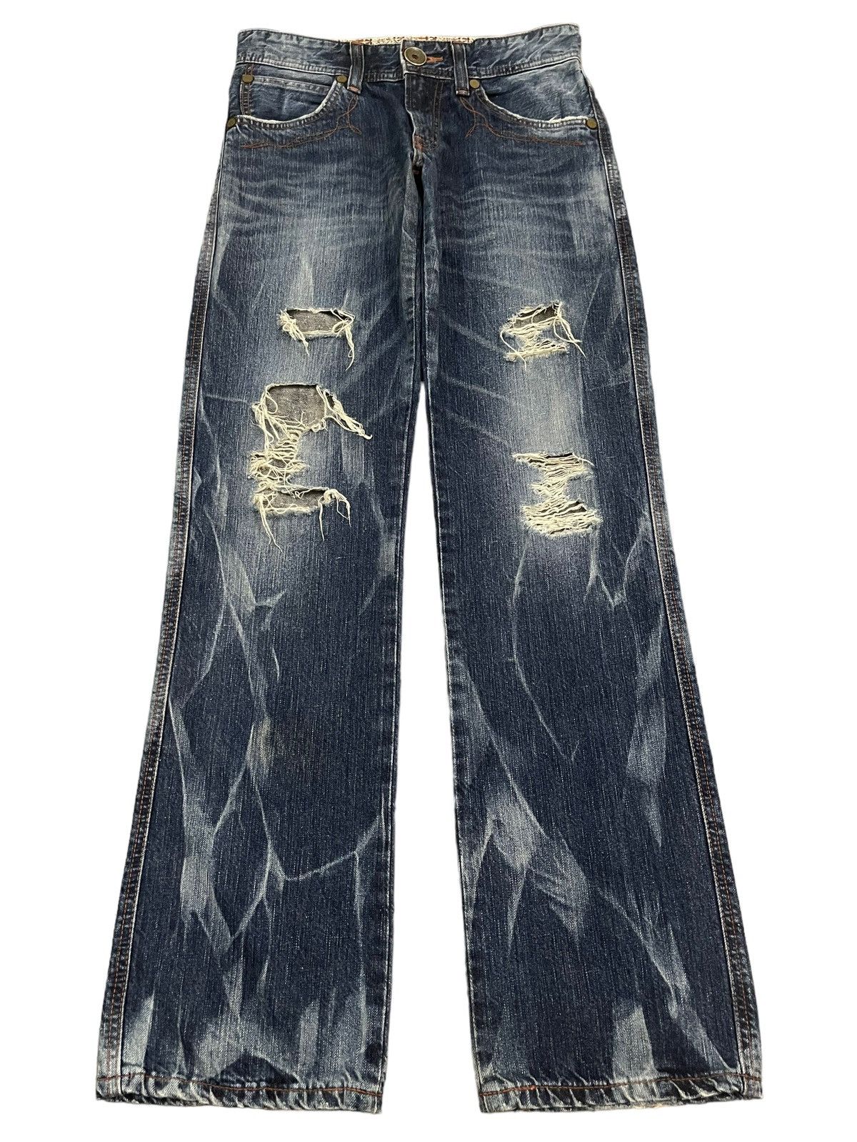 Edwin Vintage Edwin 503 Blue Wash Style Distressed Loose Jeans Size US 30 / EU 46 - 1 Thumbnail