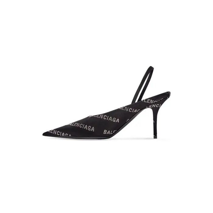 Balenciaga o1bcso1str0226Square Knife Slingback 80mm Mules Rhinestones Size US 11 / IT 41 - 4 Thumbnail