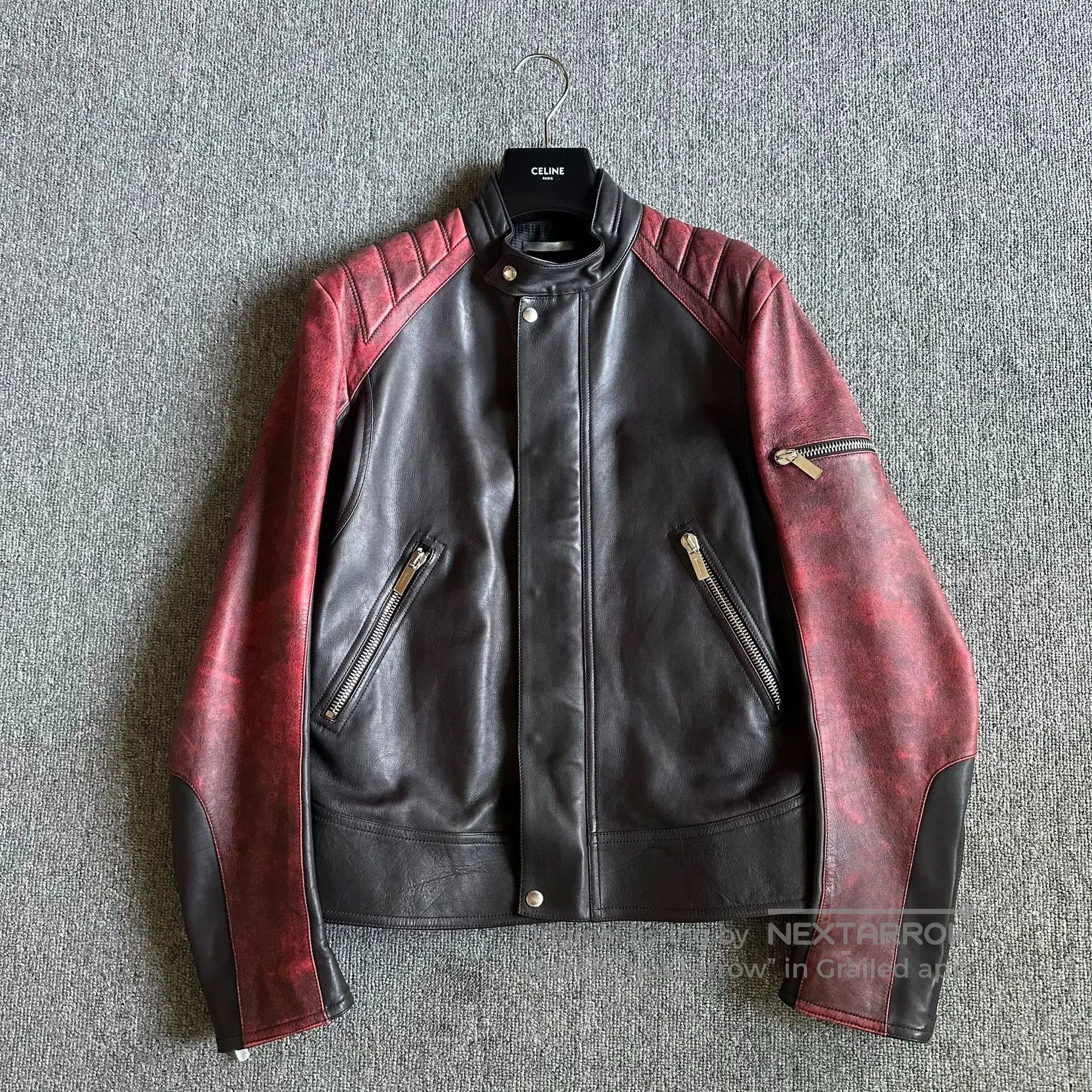 Dior dior homme black red leather motorcycle jacket. Size US M / EU 48-50 / 2 - 1 Thumbnail