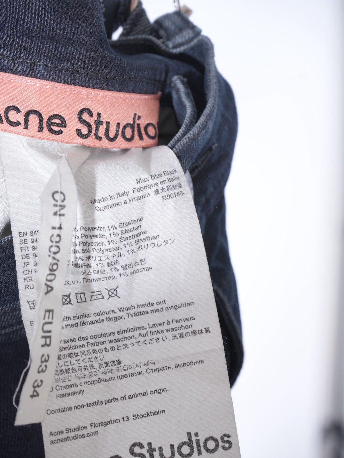 Acne Studios Acne Studios Max Blue Black Slim Fit Denim Jeans 33 Size US 33 - 7 Thumbnail