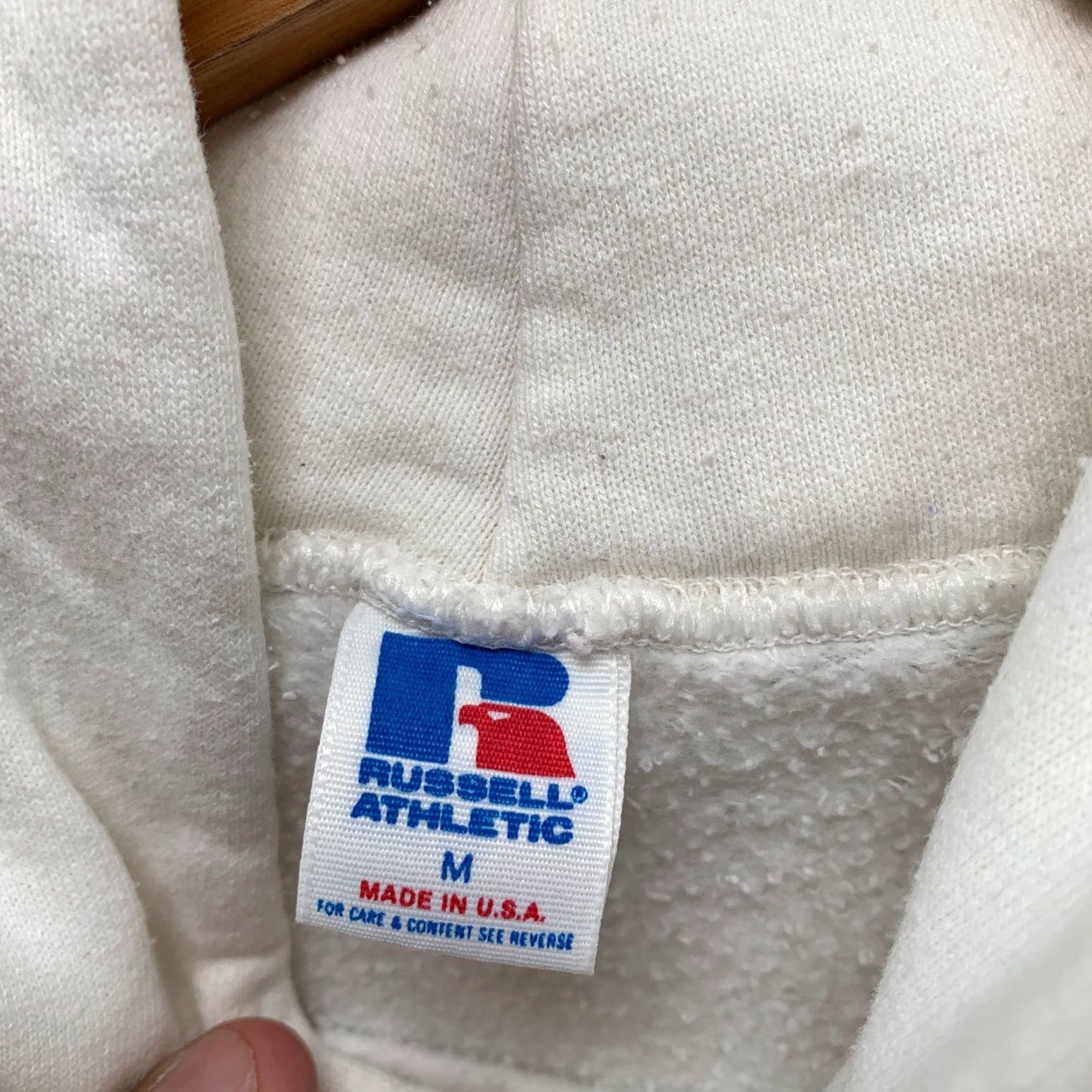 Russell Athletic VINTAGE Russell Athletic Hoodie Sweatshirt Mens M White 80s Western USA Shirt? Size US M / EU 48-50 / 2 - 2 Thumbnail