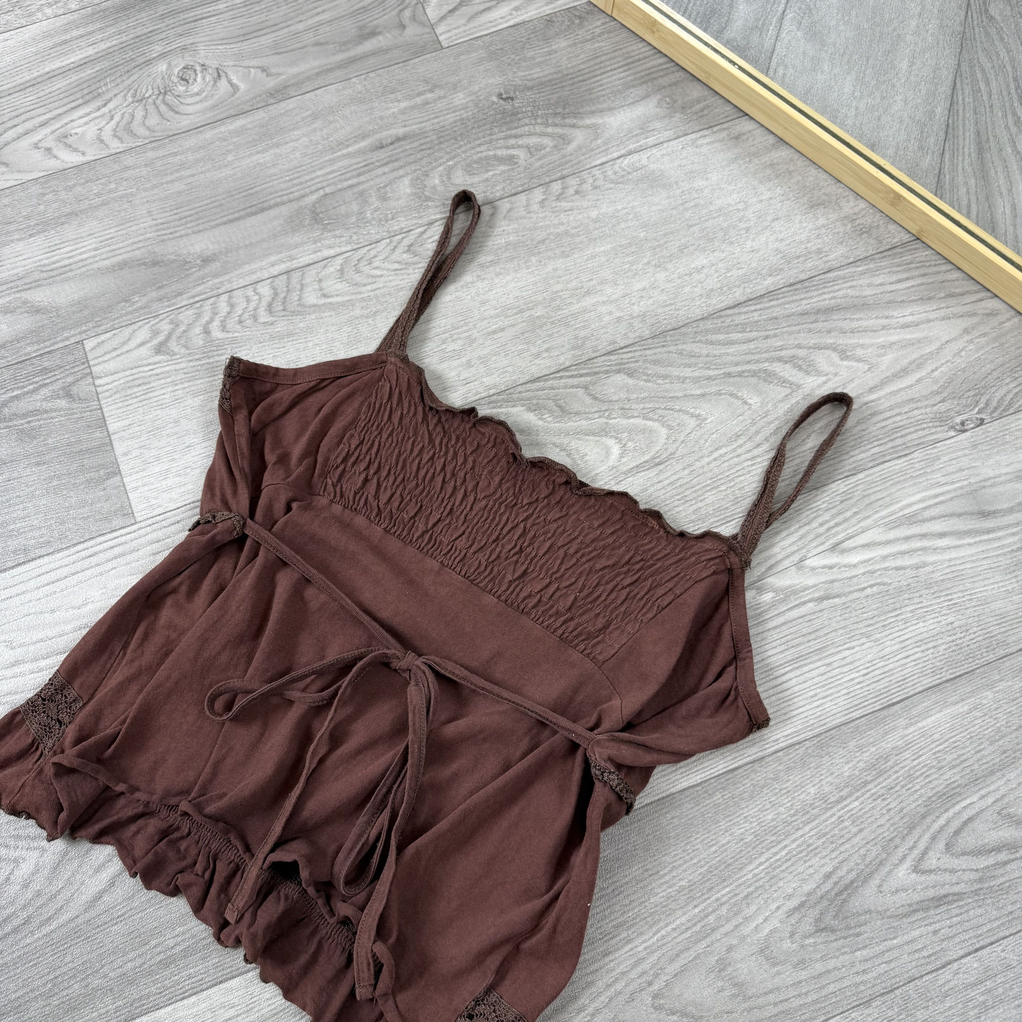 Vintage Vintage 00s Grunge Brown Tank Sleeveless Crop Top Size L / US 10 / IT 46 - 7 Thumbnail