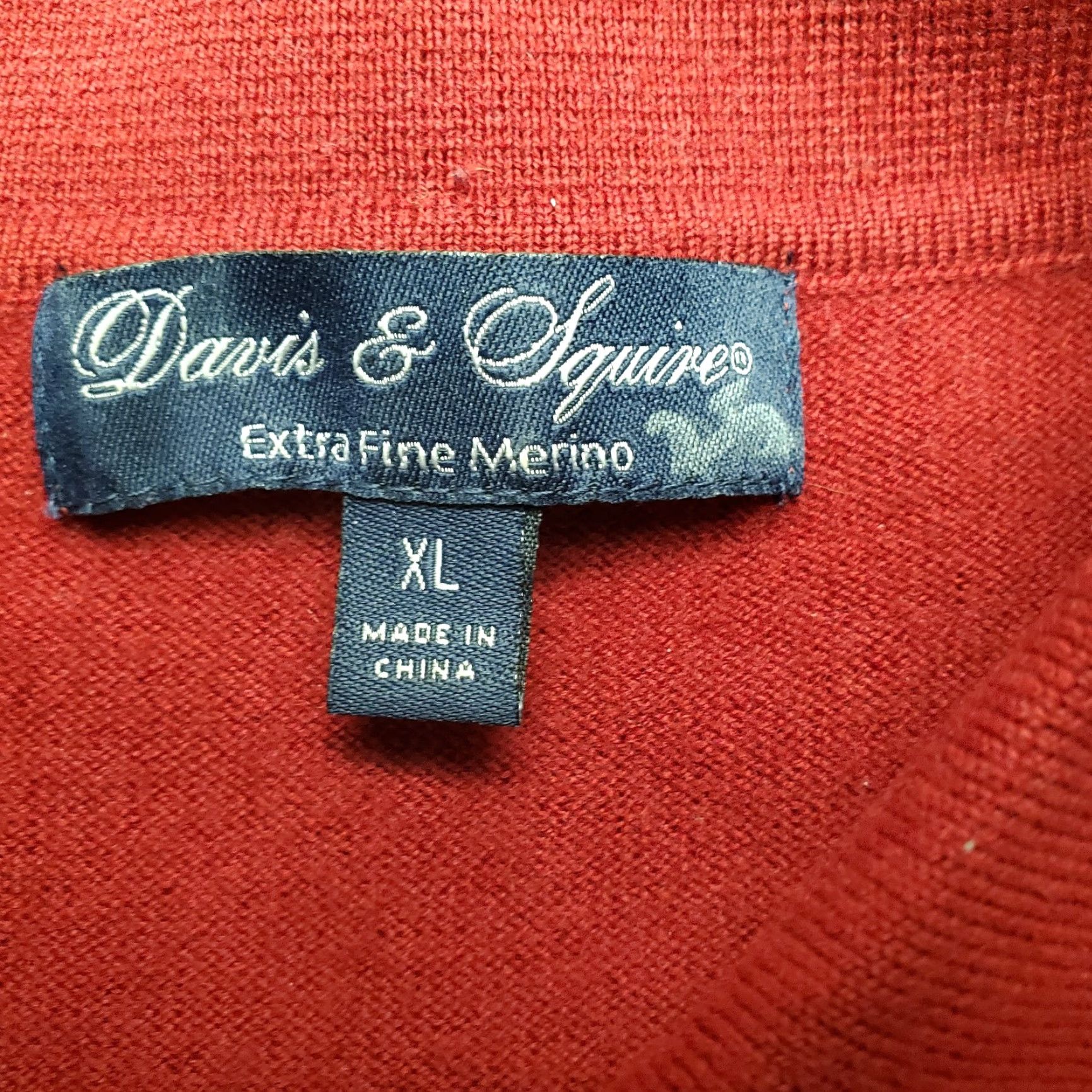 Vintage Davis & Squire Sweater Men XL Red 100% Extra Fine Merino Wool Long Sleeve Casual Pullover Knit Button Solid MENS Size US XL / EU 56 / 4 - 5 Thumbnail