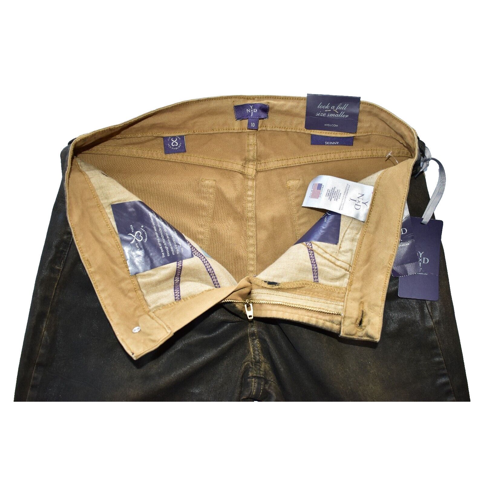 NYDJ NOT YOUR DAUGHTERS JEANS Brown Coated Skinny Jeans 10 $150 Size 32" / US 10 / IT 46 - 4 Thumbnail