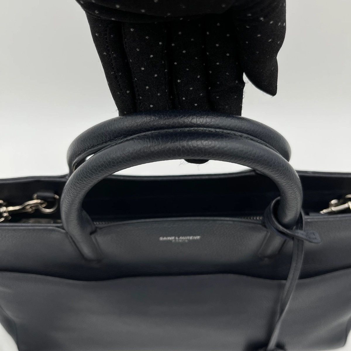 Yves Saint Laurent YSL Navy Blue Leather Rive Gauche Cabas Small Tote Size ONE SIZE - 8 Thumbnail