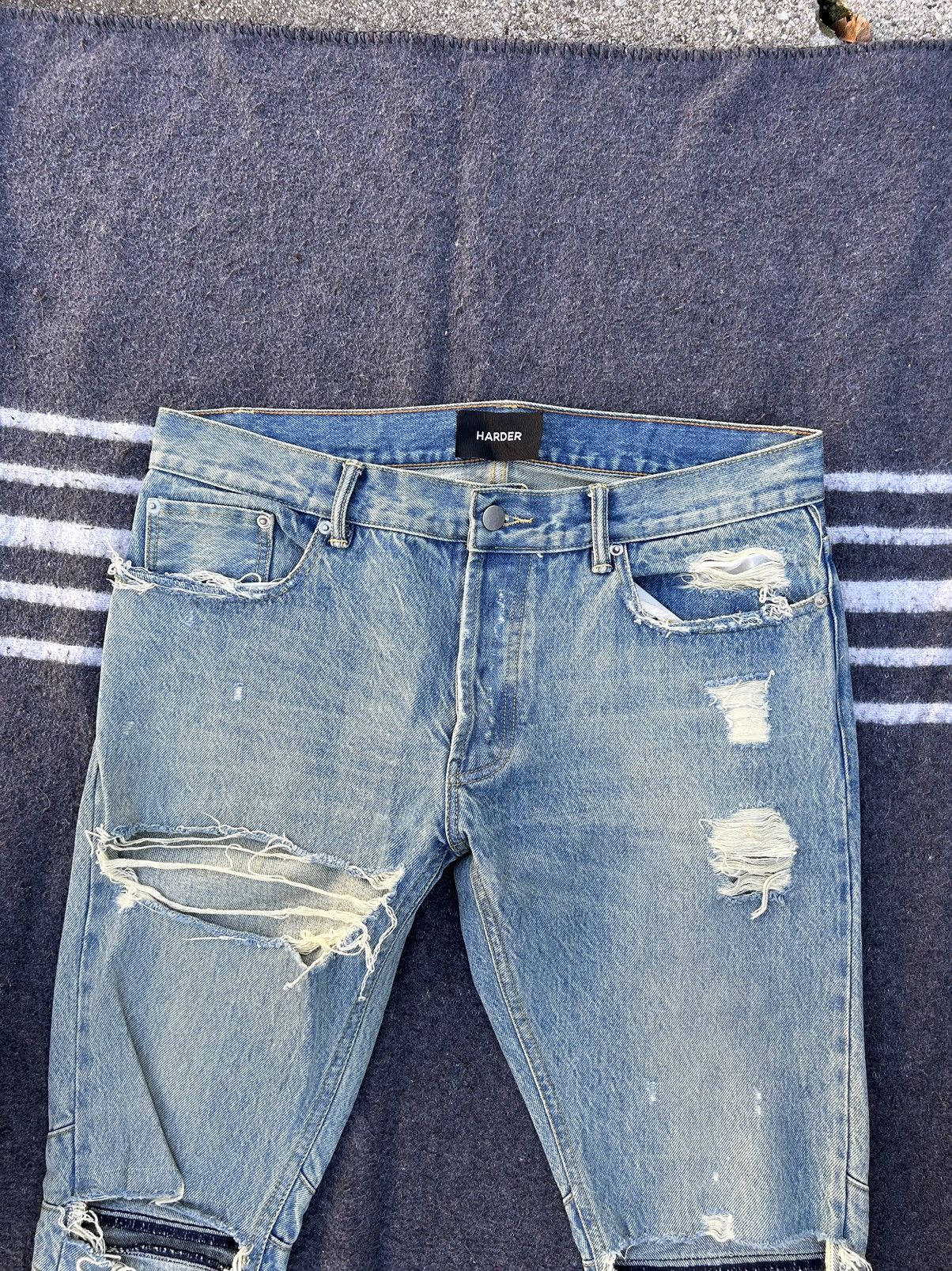 Designer × Japanese Brand HarderStore Distressed Italian Selvedge Denim Size US 34 / EU 50 - 4 Thumbnail