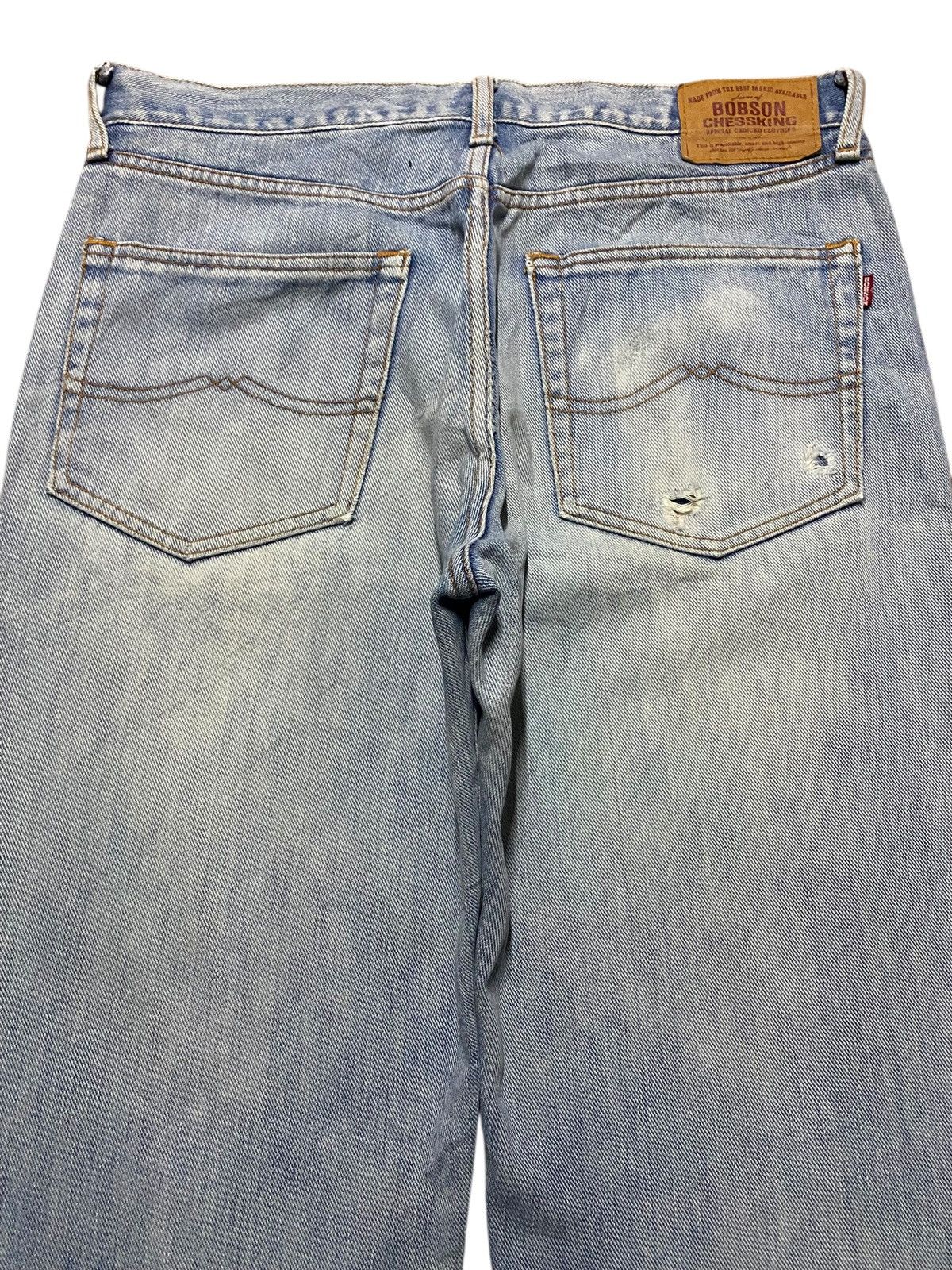 Japanese Brand Vtg Bobson Chessking Light Fade Wash Distressed Loose Jeans Size US 33 - 4 Thumbnail