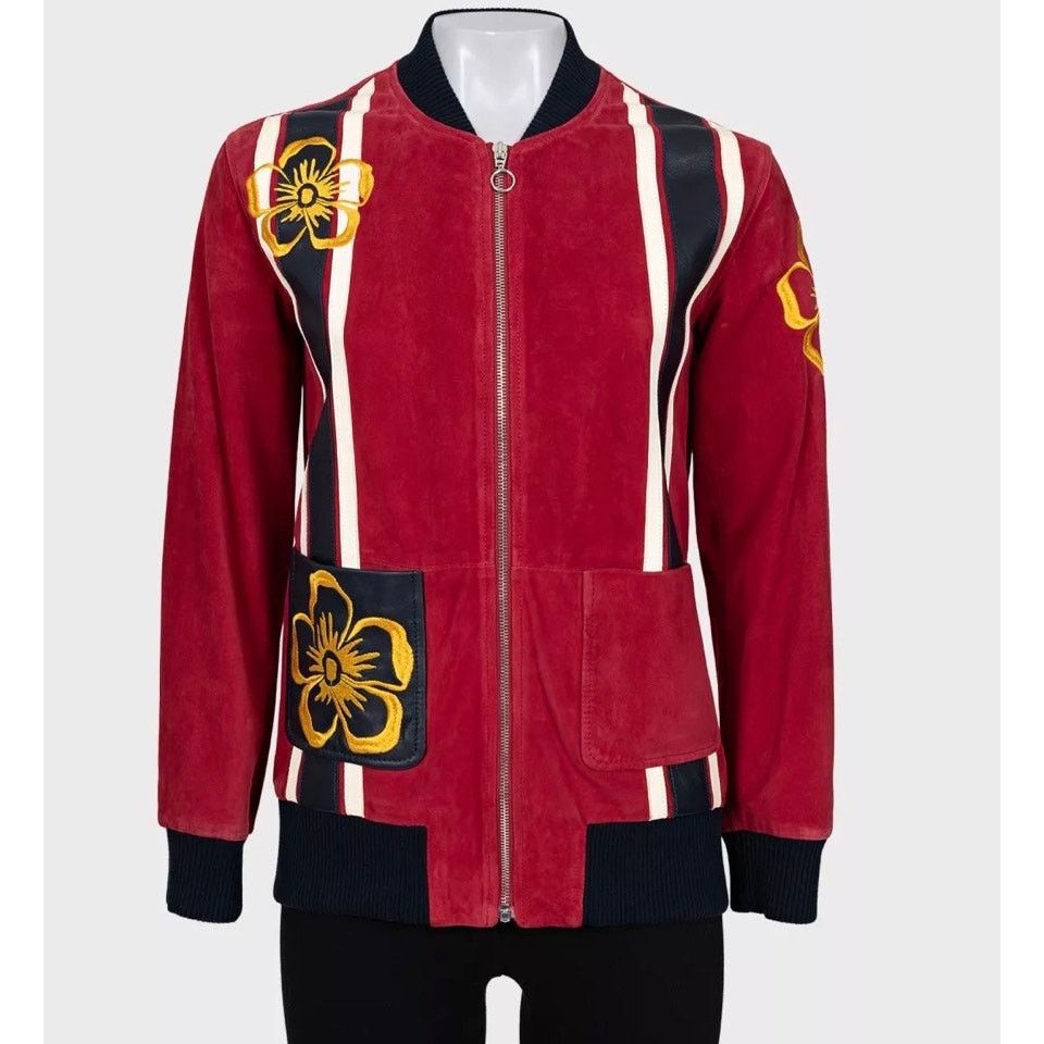RED Valentino Valentino Spa Red Leather Embroidered Jacket - IT40 / US S Size S / US 4 / IT 40 - 1 Thumbnail