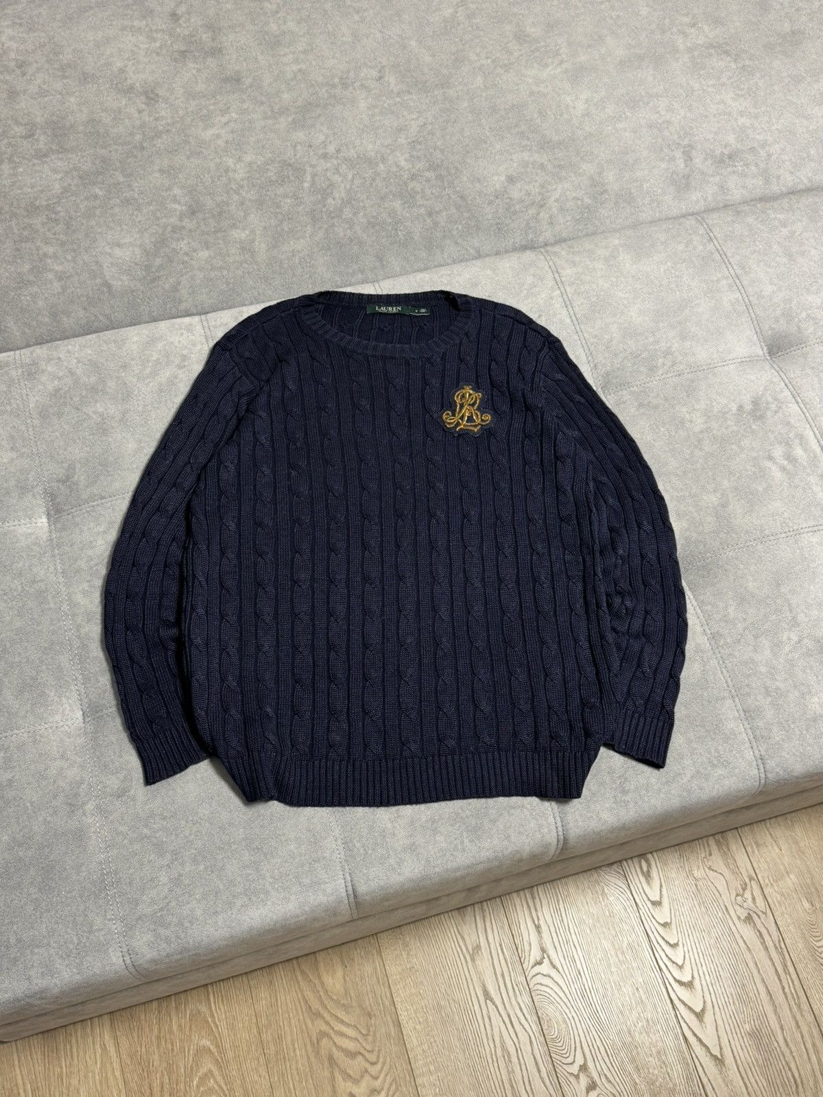 Polo Ralph Lauren × Vintage Vintage Polo Ralph Lauren cable knit sweater navy S M size Size US M / EU 48-50 / 2 - 5 Thumbnail