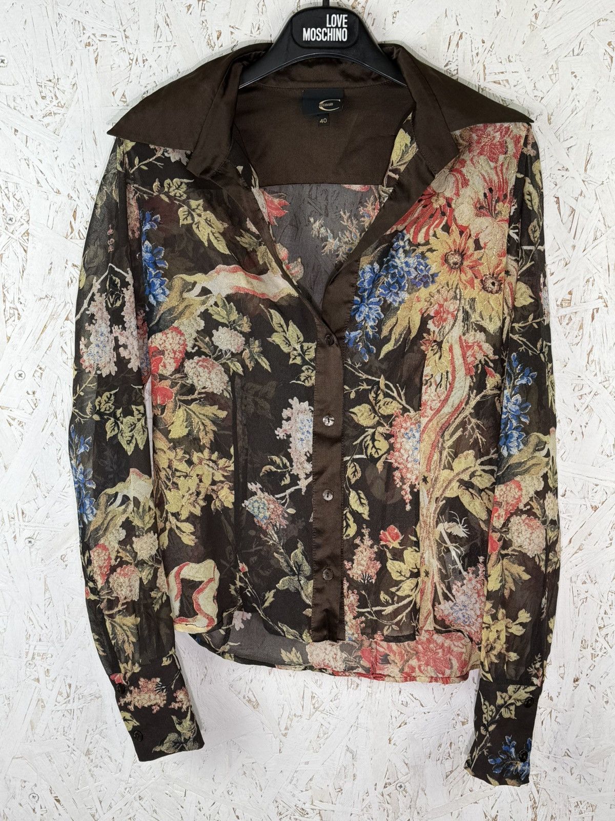 Just Cavalli Vintage Just Cavalli Floral Semi Sheer Silk Blouse Size 40 Size S / US 4 / IT 40 - 1 Thumbnail