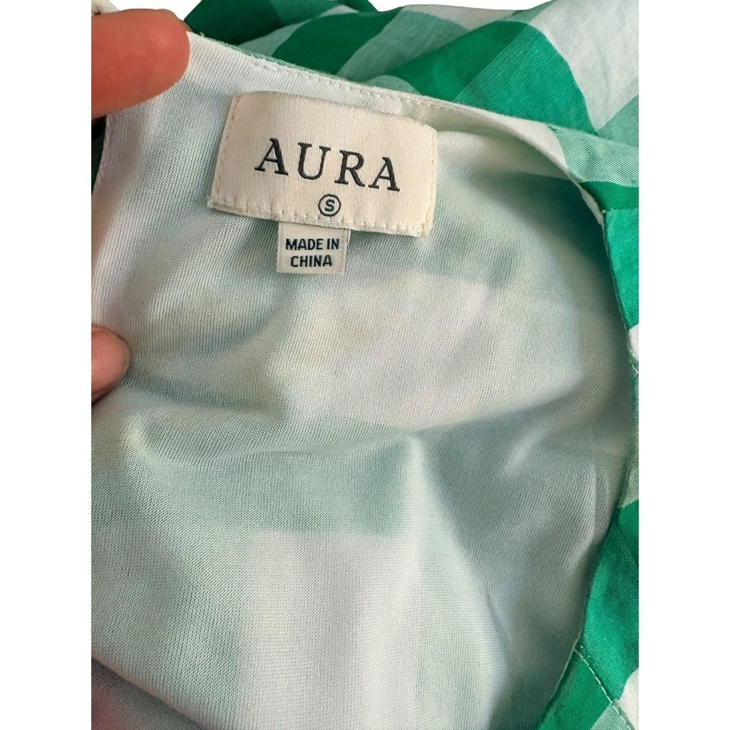 Other Gingham Plaid Fit & Flare Dress S Green Pink White Cotton Cl Size S / US 4 / IT 40 - 3 Thumbnail