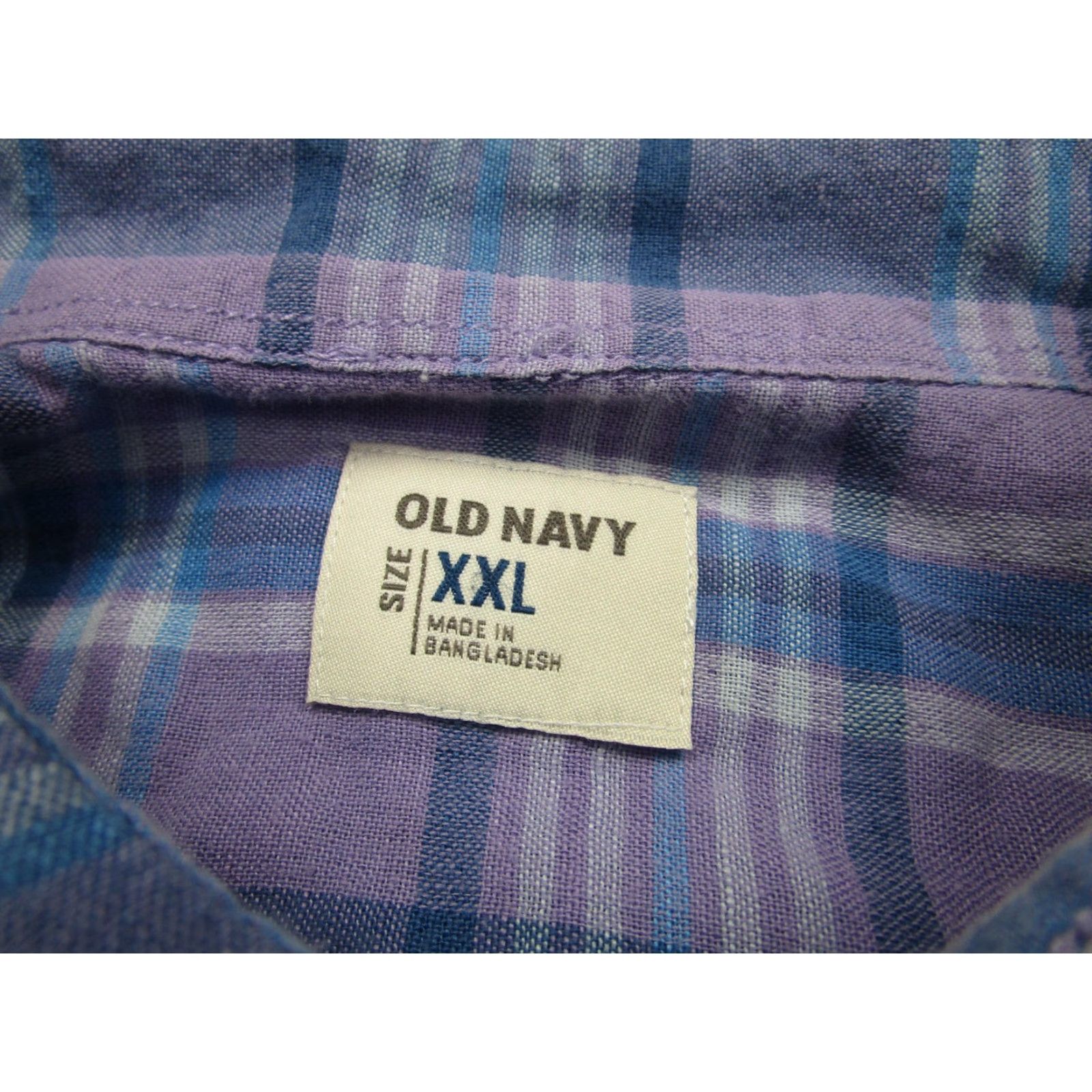 Old Navy VINTAGE Old Navy Shirt Mens 2XL Purple Plaid Linen Cotton Long Sleeve Button Front Size US XXL / EU 58 / 5 - 4 Thumbnail