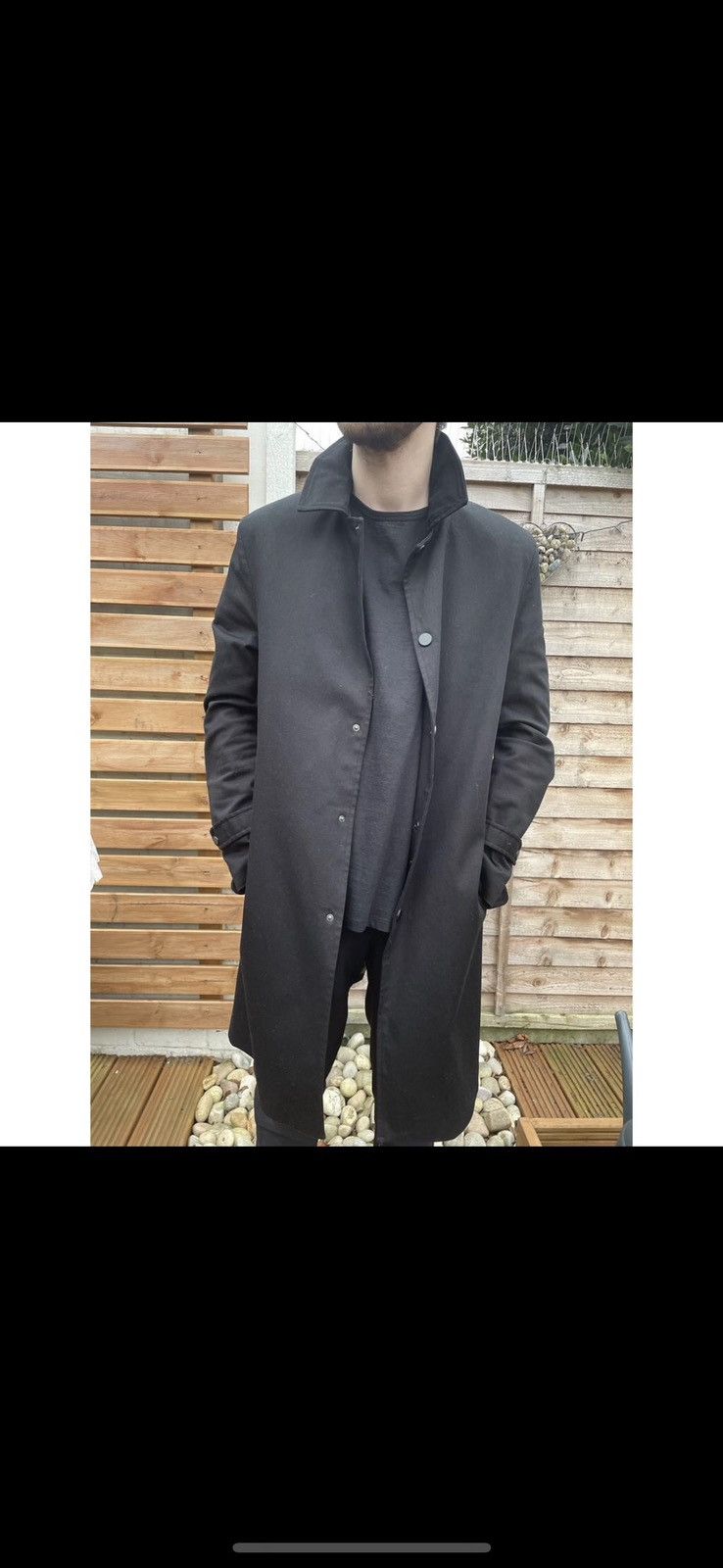 image of Allsaints x Bolongaro Trevor Black Mac Coat, Men's (Size Medium)