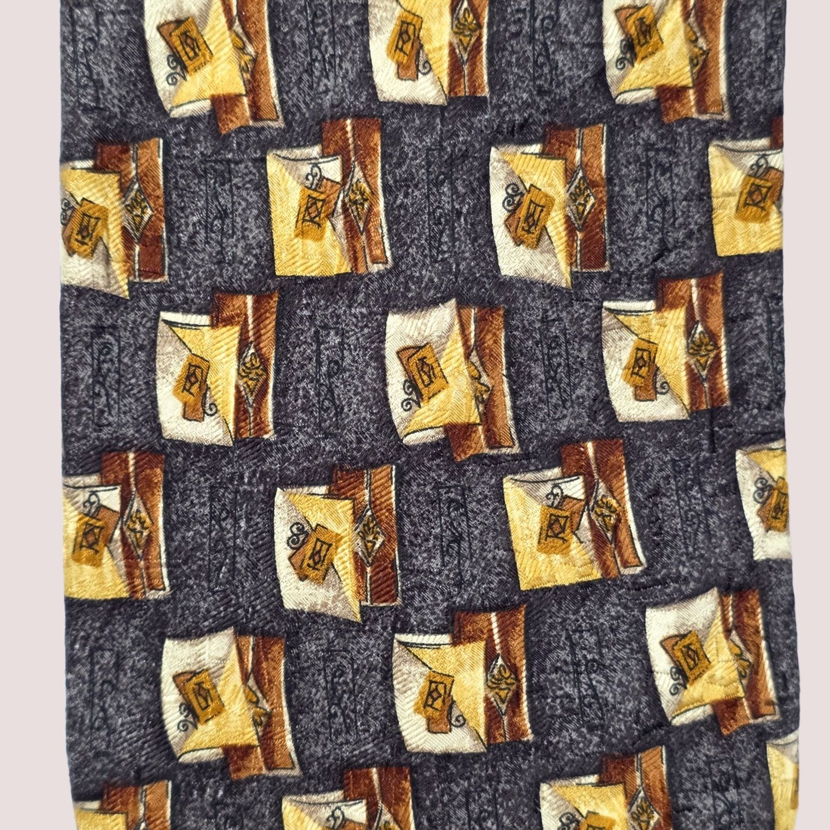 Robert Talbott Robert Talbott Studio Silk Necktie Mens Gray Geometric USA Stylish Artsy Tie 58" Silk Woven Classic Narrow Width 4" Pre-Owned Mens Tie Size ONE SIZE - 1 Thumbnail