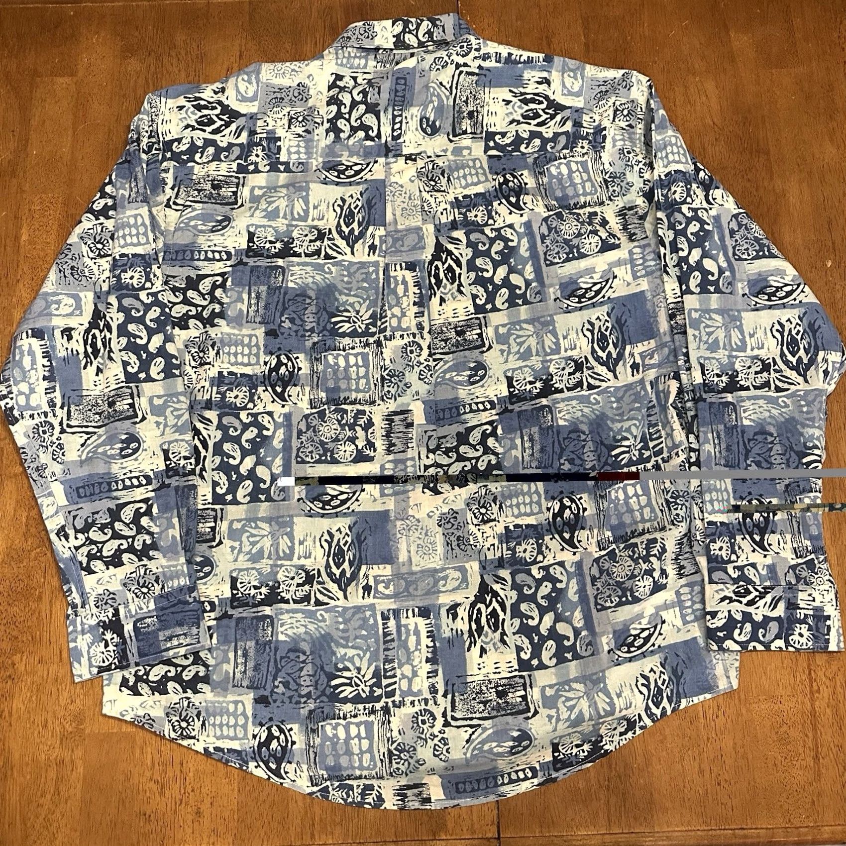Gloverall VINTAGE Mareh Button-Up Shirt XL Men Blue 100% Cotton Western All Over Long Sleeve Size US XL / EU 56 / 4 - 2 Thumbnail
