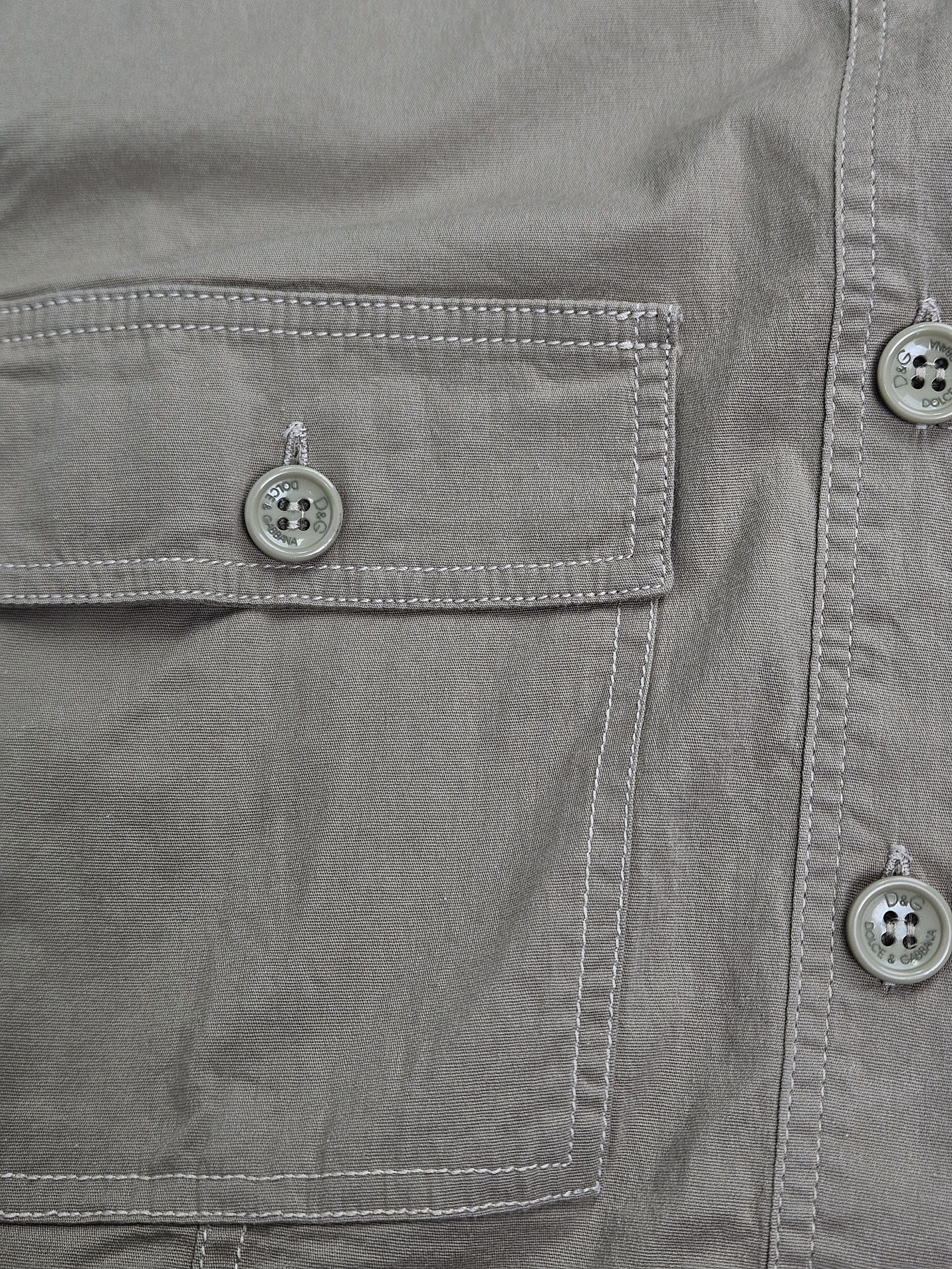 Dolce & Gabbana Khaki Cotton Short Sleeve Shirt Size M / US 6-8 / IT 42-44 - 5 Thumbnail