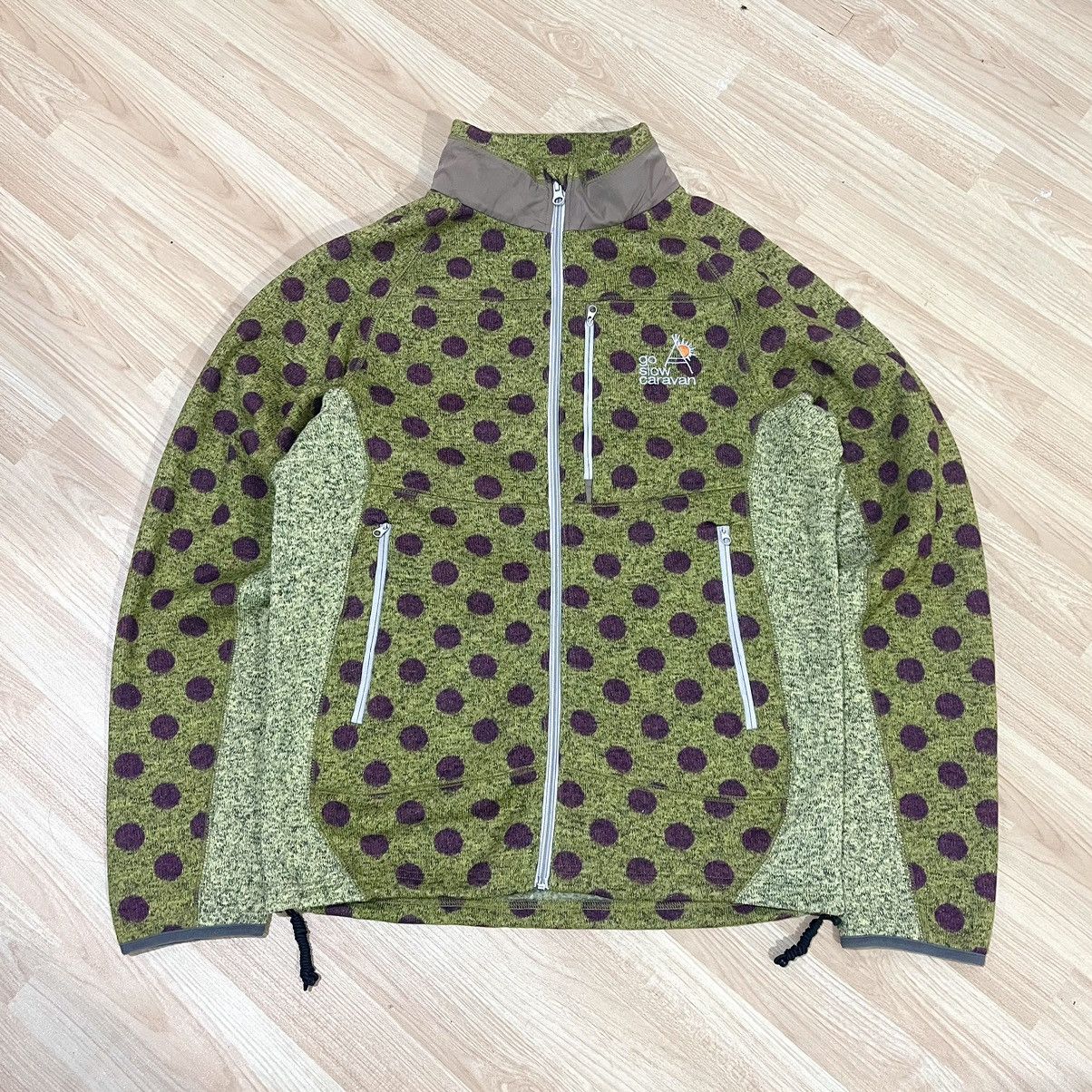 image of Go Slow Caravan Flecee Jacket Polkadod Green, Men's (Size Medium)