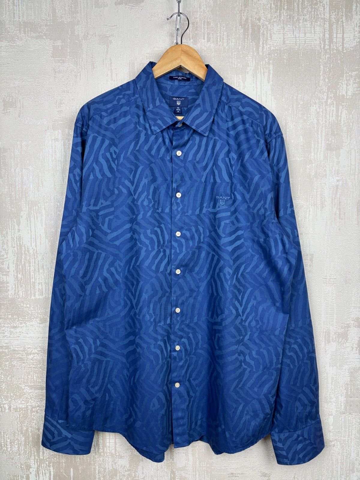 Gant Gant Camo Jacquard Long Sleeve Shirt Button Up Size US XXL / EU 58 / 5 - 2 Thumbnail