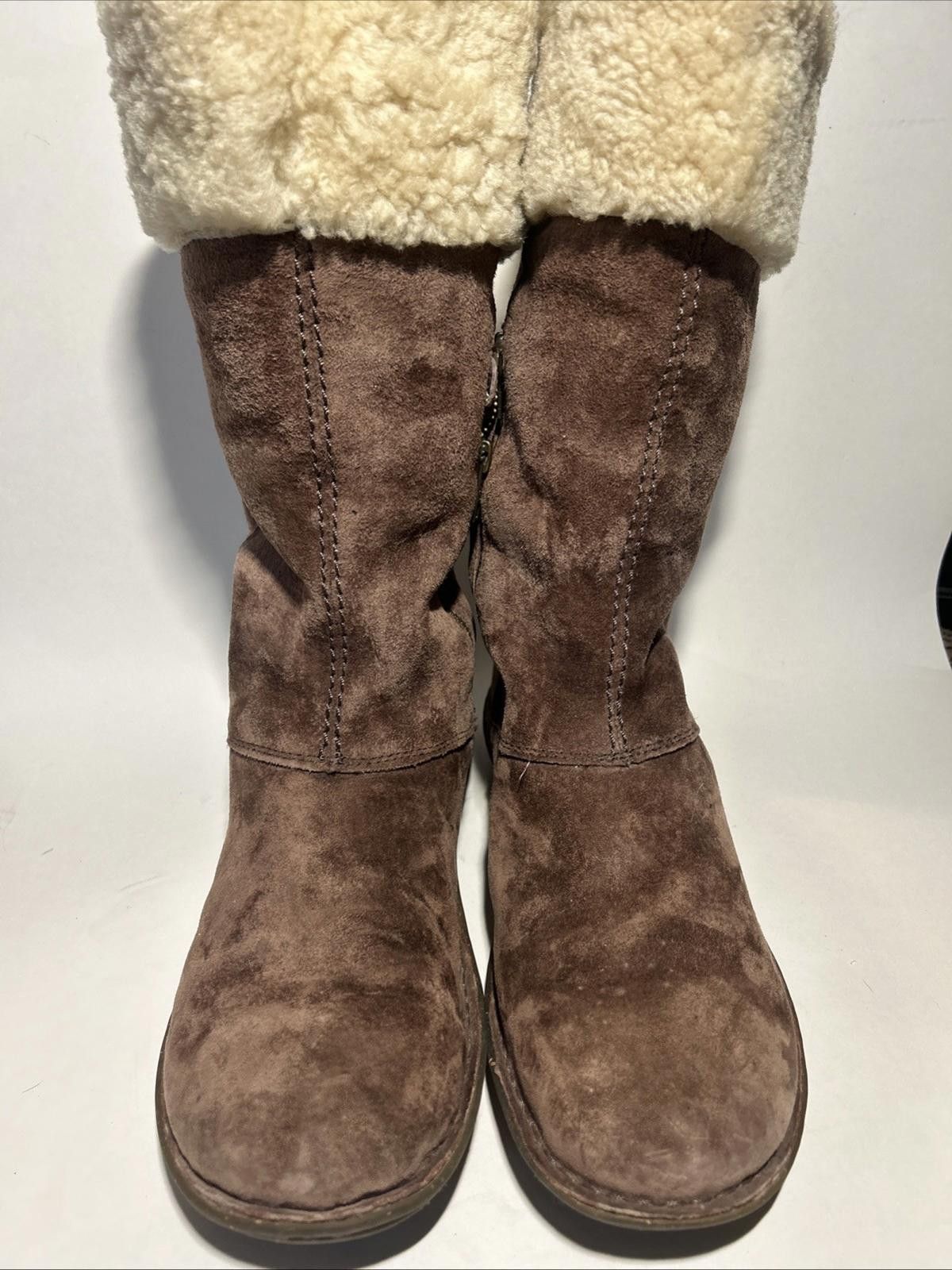 Ugg UGG Karyn Cuffed Suede Sheepskin Boots Sz 10 Brown Mid Calf Size US 10 / IT 40 - 2 Thumbnail