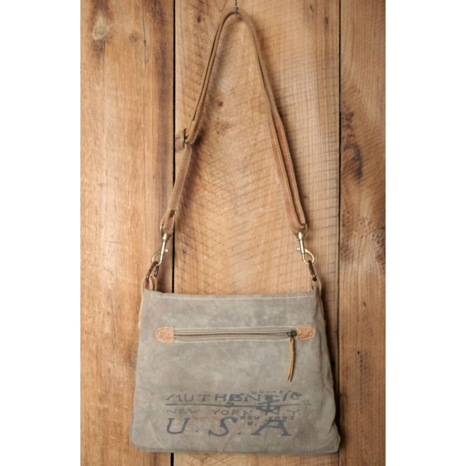 Vintage VINTAGE Myra Upcycled Canvas & Leather Adjustable Strap Shoulder or Crossbody Bag Size ONE SIZE - 2 Thumbnail