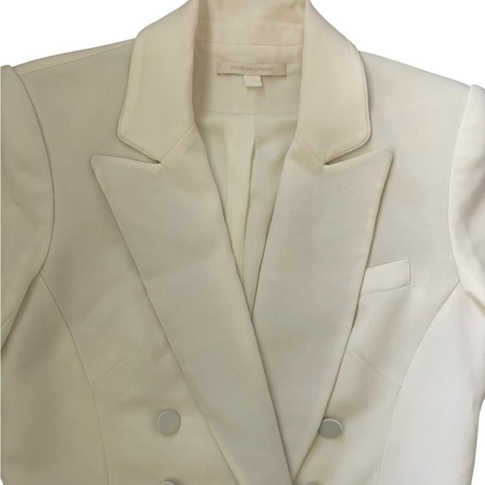 Jonathan Simkhai Jonathan Simkhai Double-Breasted Crepe Blazer White Size 4 Size S / US 4 / IT 40 - 8 Thumbnail