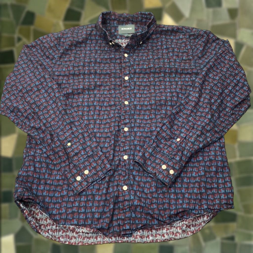 Bonobos Bonobos Shirt Adult XL Blue Panda Print Long Sleeve Button-Up Slim Fit Mens Size US XL / EU 56 / 4 - 1 Thumbnail