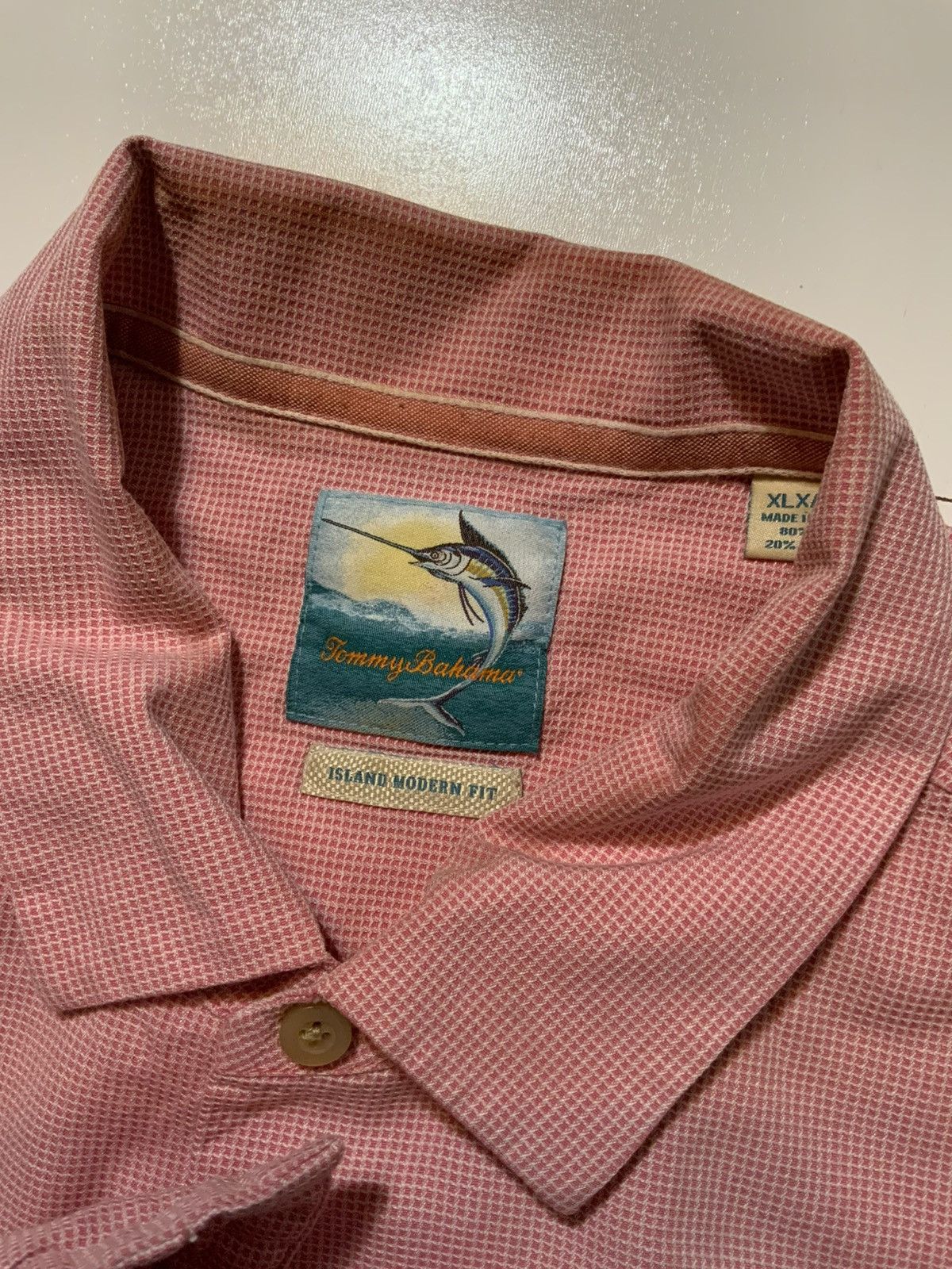 Tommy Bahama Tommy Bahama Island Modern Fit Pink Silk Cotton Travel Shirt Size US XL / EU 56 / 4 - 5 Thumbnail