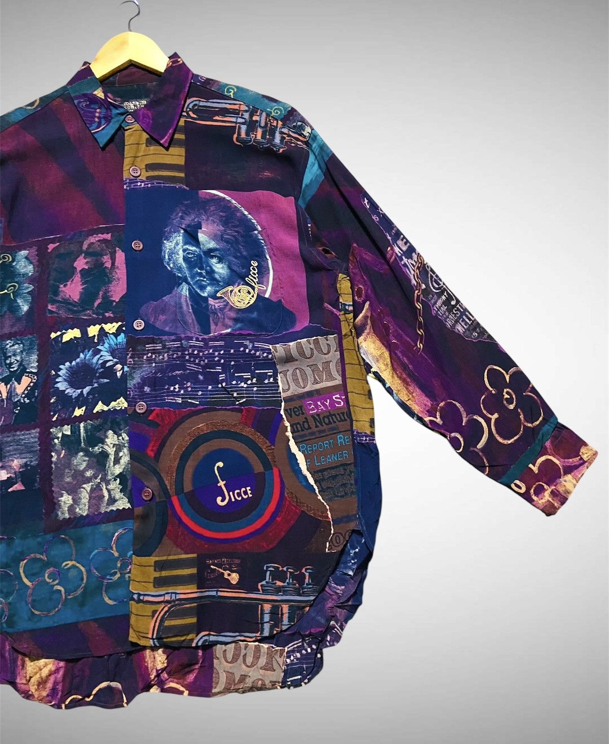 Yoshiyuki Konishi Vintage Yoshiyuki Konishi FICCE Silk Shirt - Jazz Print Size US L / EU 52-54 / 3 - 4 Thumbnail