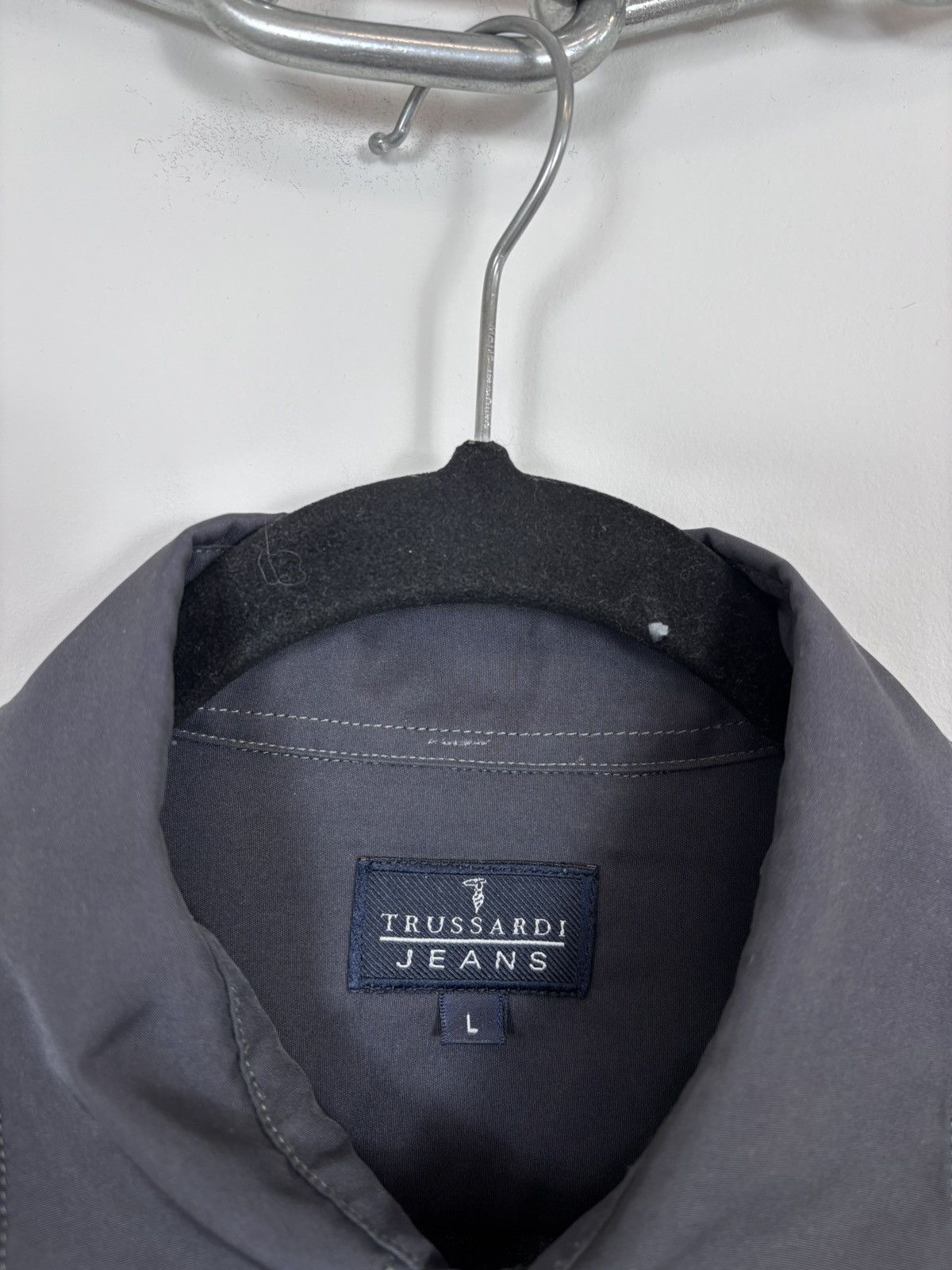 Trussardi Vintage Trussardi Jeans Men’s Navy Grey Long Sleeve Shirt Size US L / EU 52-54 / 3 - 12 Thumbnail