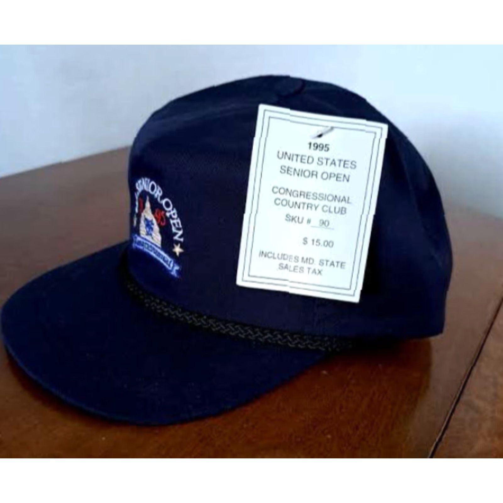 Vintage Imperial US Senior Open 1995 Congressional Hat Golf Baseball Cap Blue Adjustable NWT Men Leather Strap Canvas Solid Size ONE SIZE - 4 Thumbnail