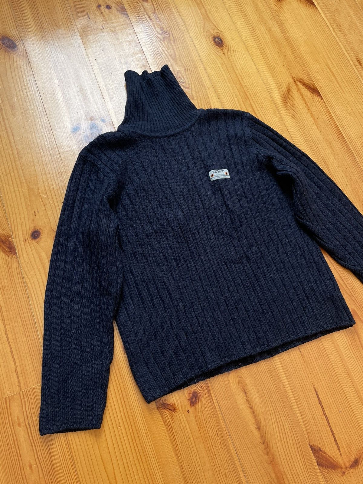Diesel × Vintage DIESEL Logo Vintage Knit Sweater High Neck Y2K Style Size US M / EU 48-50 / 2 - 2 Thumbnail