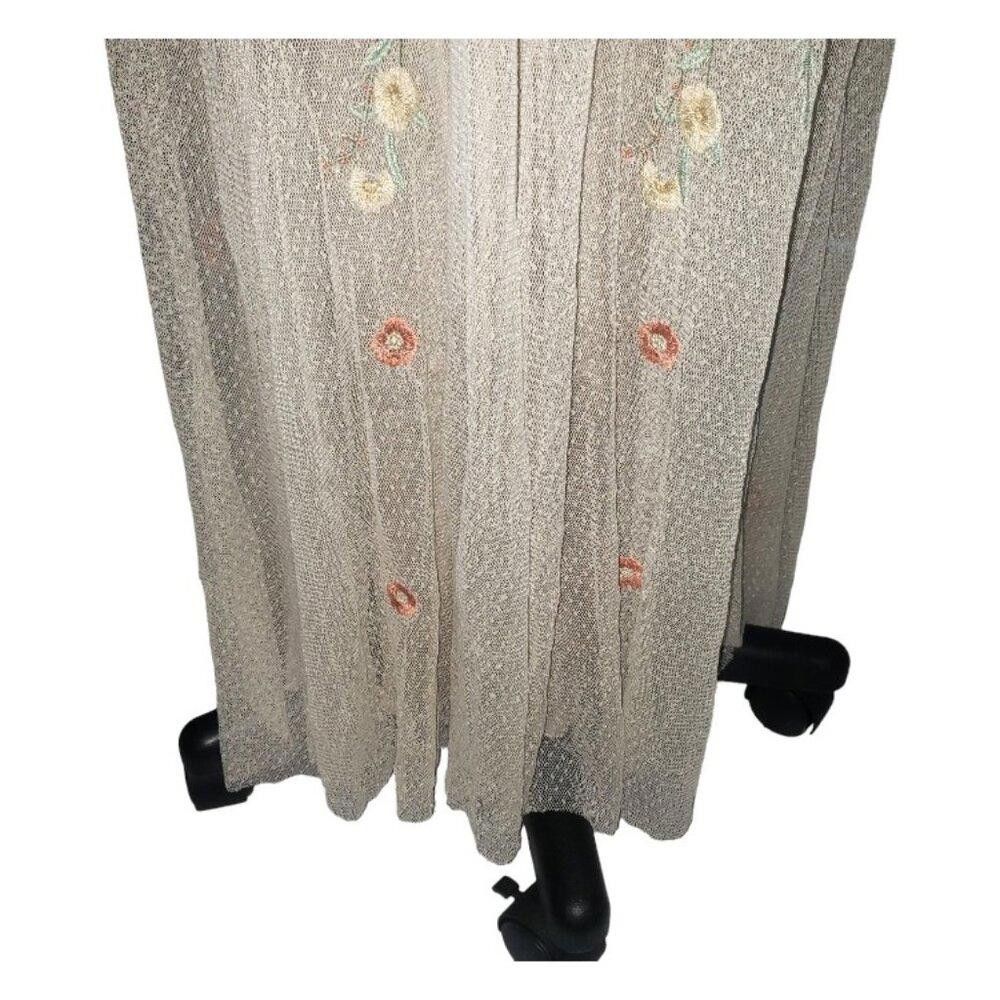 Designer CT1631 Johnny Was Mesh Floral Embroidered Maxi Dress L Size L / US 10 / IT 46 - 5 Thumbnail