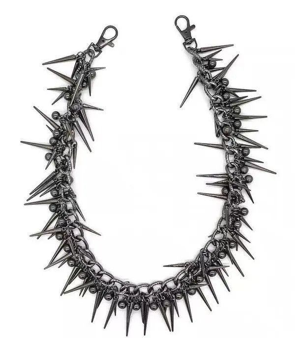 VIBE Retro streetwear punk rivet spike pants pocket chain Size ONE SIZE - 4 Thumbnail