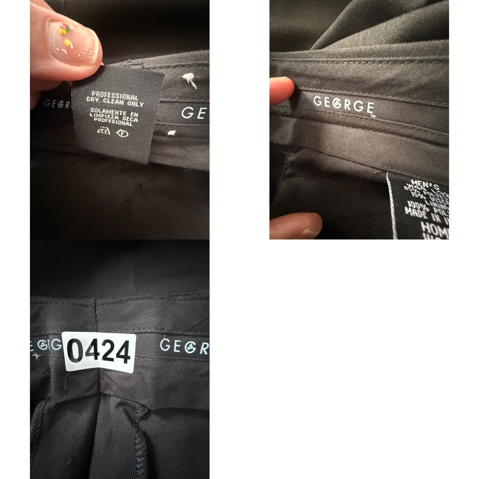 George George Dress Pants Men’s 44x32 Black Flat Front Classic Fit Slacks Trousers Adult Regular Inseam 32 Men Black Dress Pants 44x32 Size US 44 / EU 60 - 8 Thumbnail