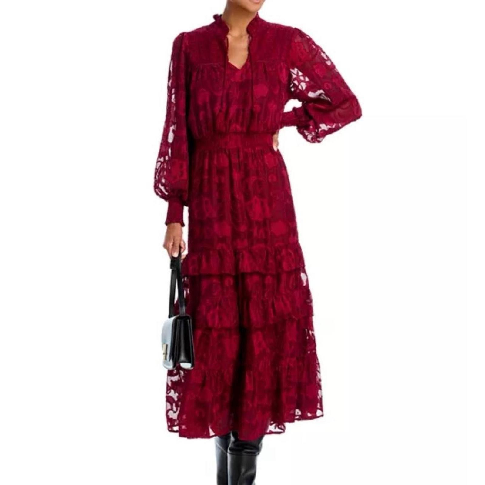 Aquascutum Burgundy lace long sleeve dress #specialoccasion Size M / US 6-8 / IT 42-44 - 1 Thumbnail