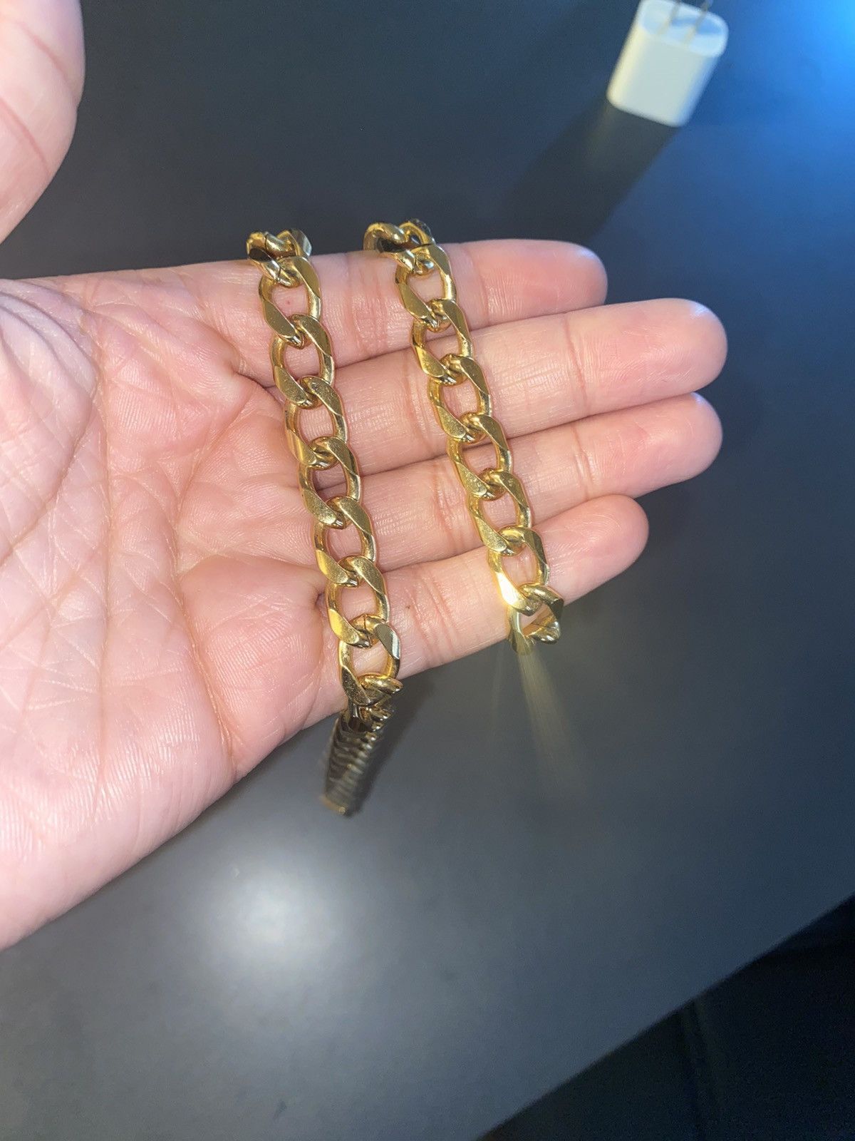 Jewelry Hollow Cuban Bracelet Gold Plated 9" Size ONE SIZE - 11 Thumbnail