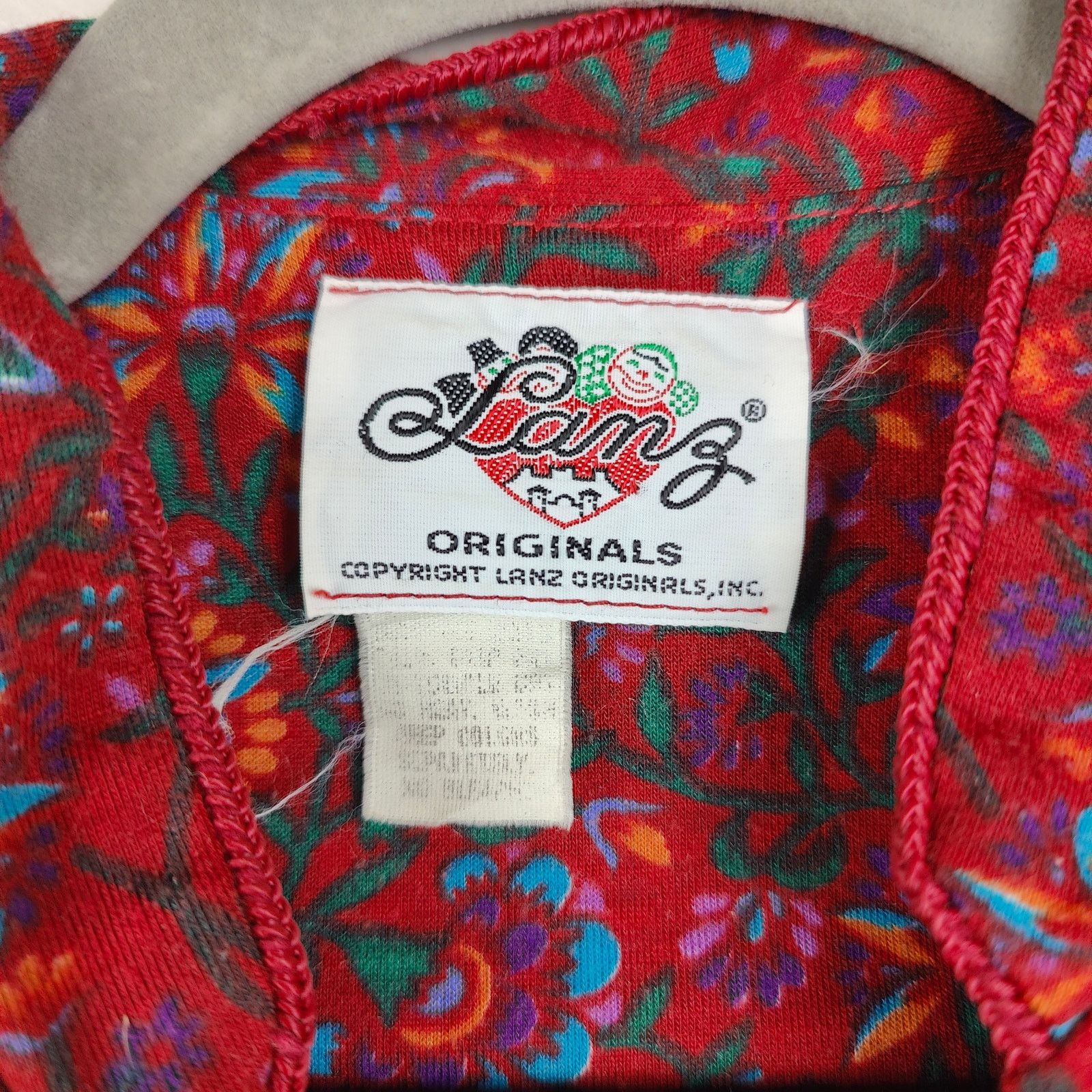 Other Vintage Lanz Originals Midi Dress Womens Medium Red Floral Size M / US 6-8 / IT 42-44 - 6 Thumbnail