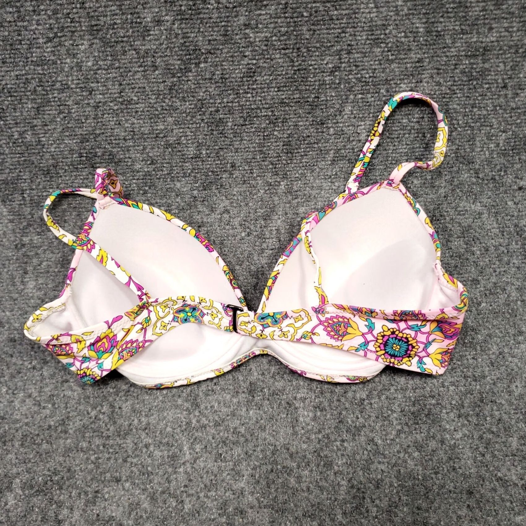 Vintage Francesca's Bikini Top Womens M Medium Pink Floral Flower Beach Swimwear Size M / US 6-8 / IT 42-44 - 3 Thumbnail